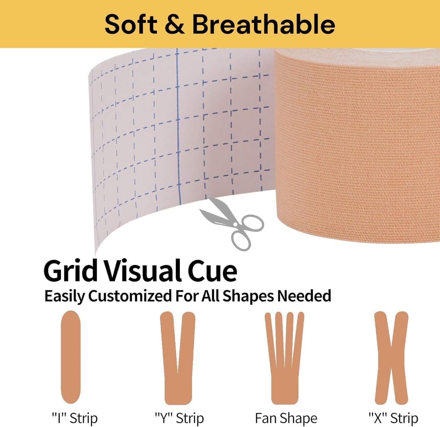 EZONEDEAL Breathable Muscle Tape Kinesiology Tape Waterproof, Tape Elastic Kneepad Knee Pain Relief Sports Tape, Body Tape for Gym Fitness Running Tennis Swimming (5CM X 5M, 2X Skin) image number 5