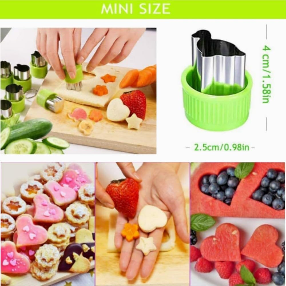 Vegetable Cutters Shapes Set, 20Pcs Stainless Steel Mini Cookie Cutters, Animal Dinosaur Mouse Heart Star Bread Cutter 20Pcs Cute Cartoon Animals Food Picks and Forks, Sandwich Cutters Set image number 2