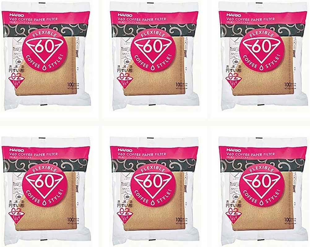 Hario 6 X 02 100-Count Coffee Natural Paper Filters, 6-Pack Value Set (Total of 600 Sheets)