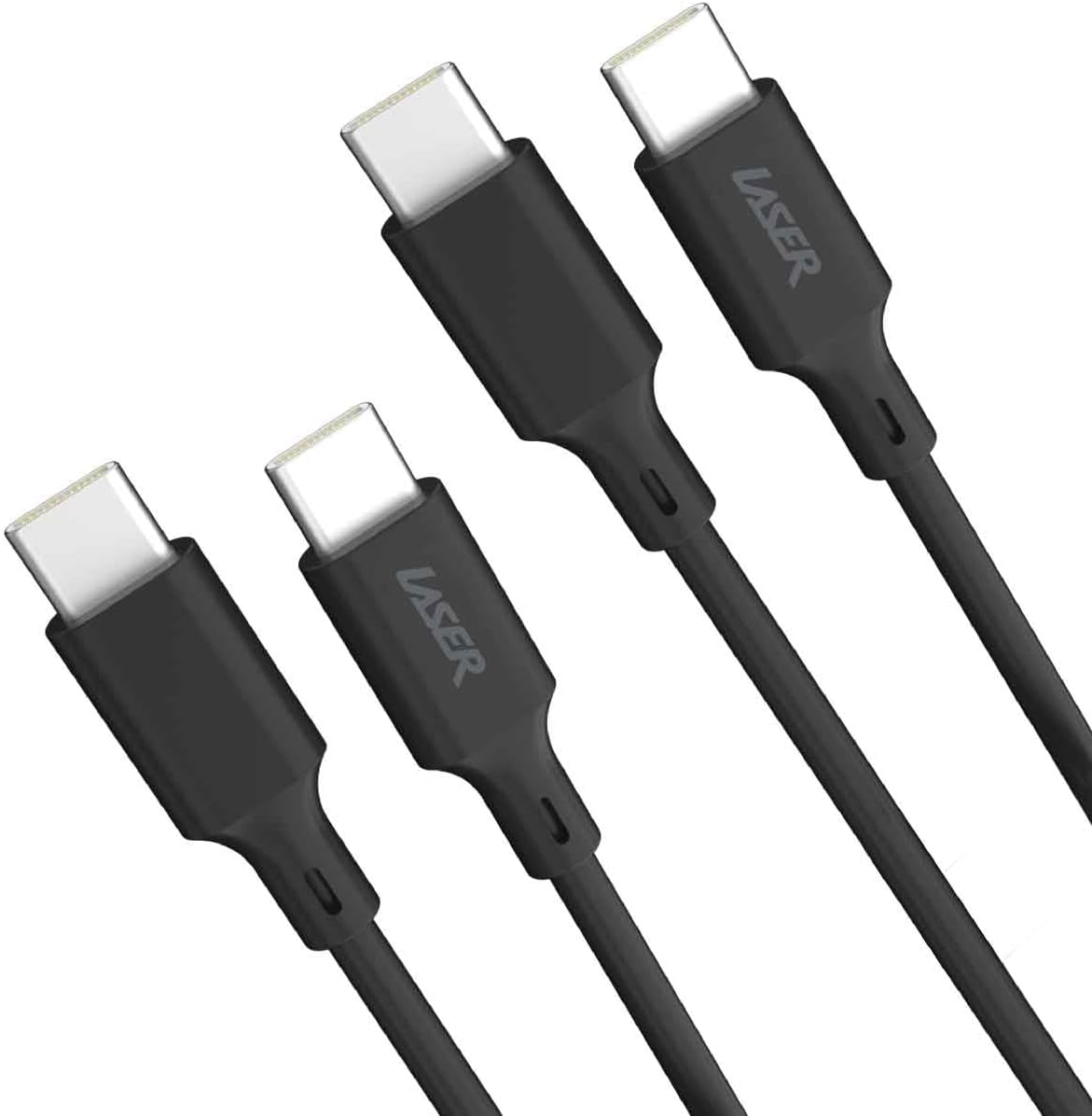 Laser 2M USB-C to USB-C Charger Cable 2-Pack 60W, 480Mbps Data, Compatible with Macbook Pro/Air, Ipad Pro/Air/Mini, Iphone 15/Pro/Max, Samsung Galaxy S23/S24/Ultra and More USB C Devices, Pink/Black