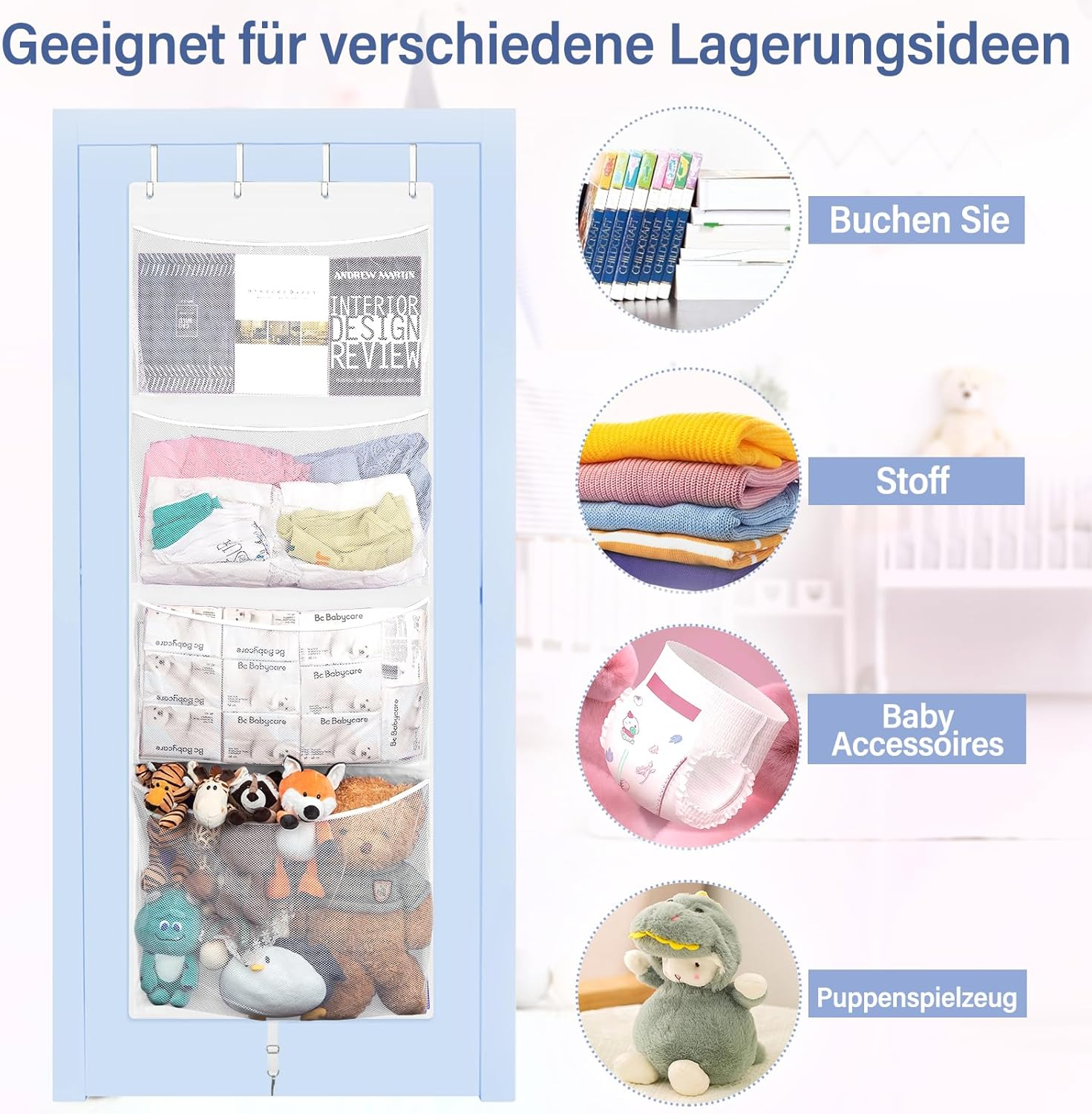 Hanging Stuffed Animal Storage, (White) - Purple image number 6