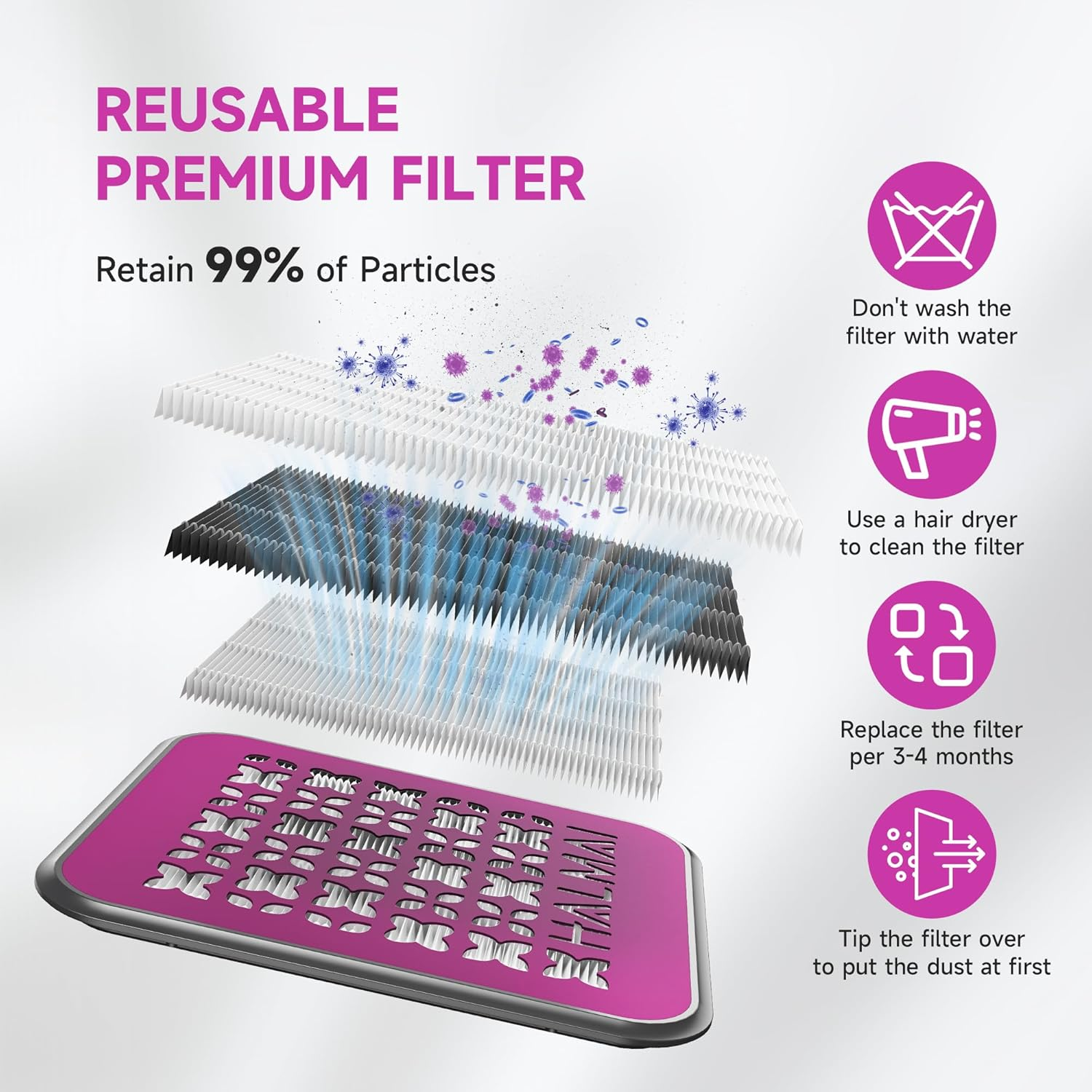 HALMAI Nail Dust Collector - 800Pa Suction & 50K RPM Brushless Motor for Acrylic Nails, Compact Beginner-Friendly Salon Tool with Reusable HEPA Filter (Salon & Home Use) image number 1