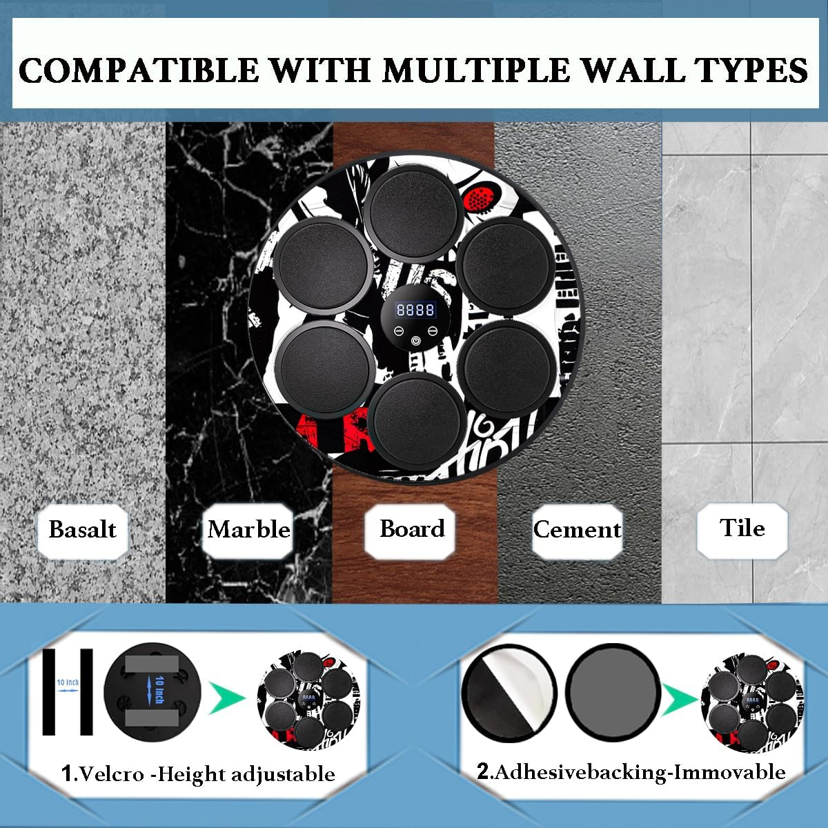 2025 New Music Boxing Machine, Smart Bluetooth Punching Target Trainer with Gloves, Home Workout Boxing Training Equipment for Adults & Teens (Style-B) image number 3