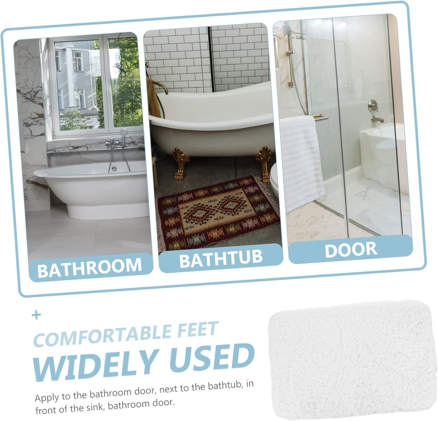 Bathroom Rug Non-Slip Absorbent Thickened White Bath Mat for Home Bathroom Door 40X60Cm Anti-Slip Shower and Bathtub Floor Mat image number 3