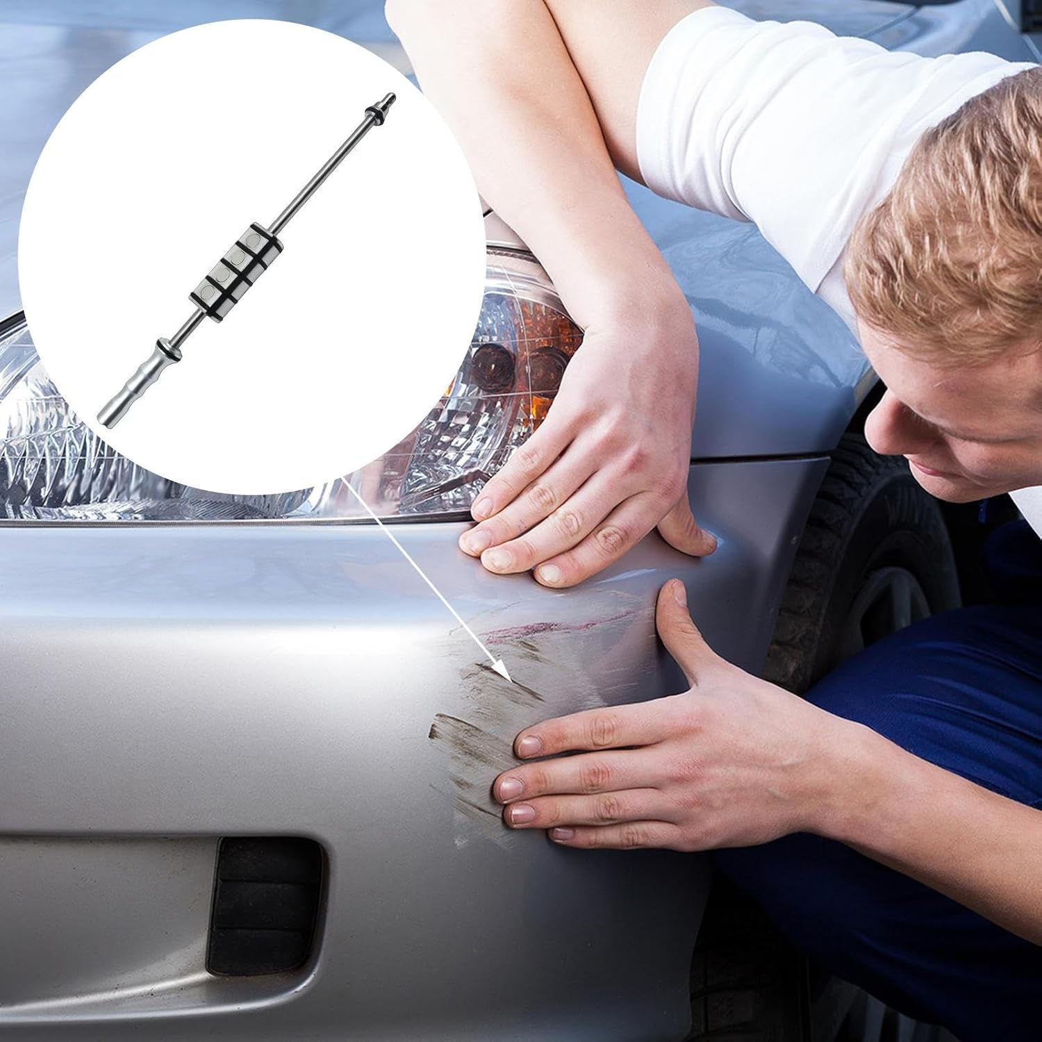 Car Dent Remover - 17.3-Inch Vehicle Body Repair Tool, Automotive Dent Puller | Heavy-Duty Dent Removal, Break-Resistant Puller for Car and Refrigerator, Efficient Dent Fixing Equipment for Easy Repai image number 6