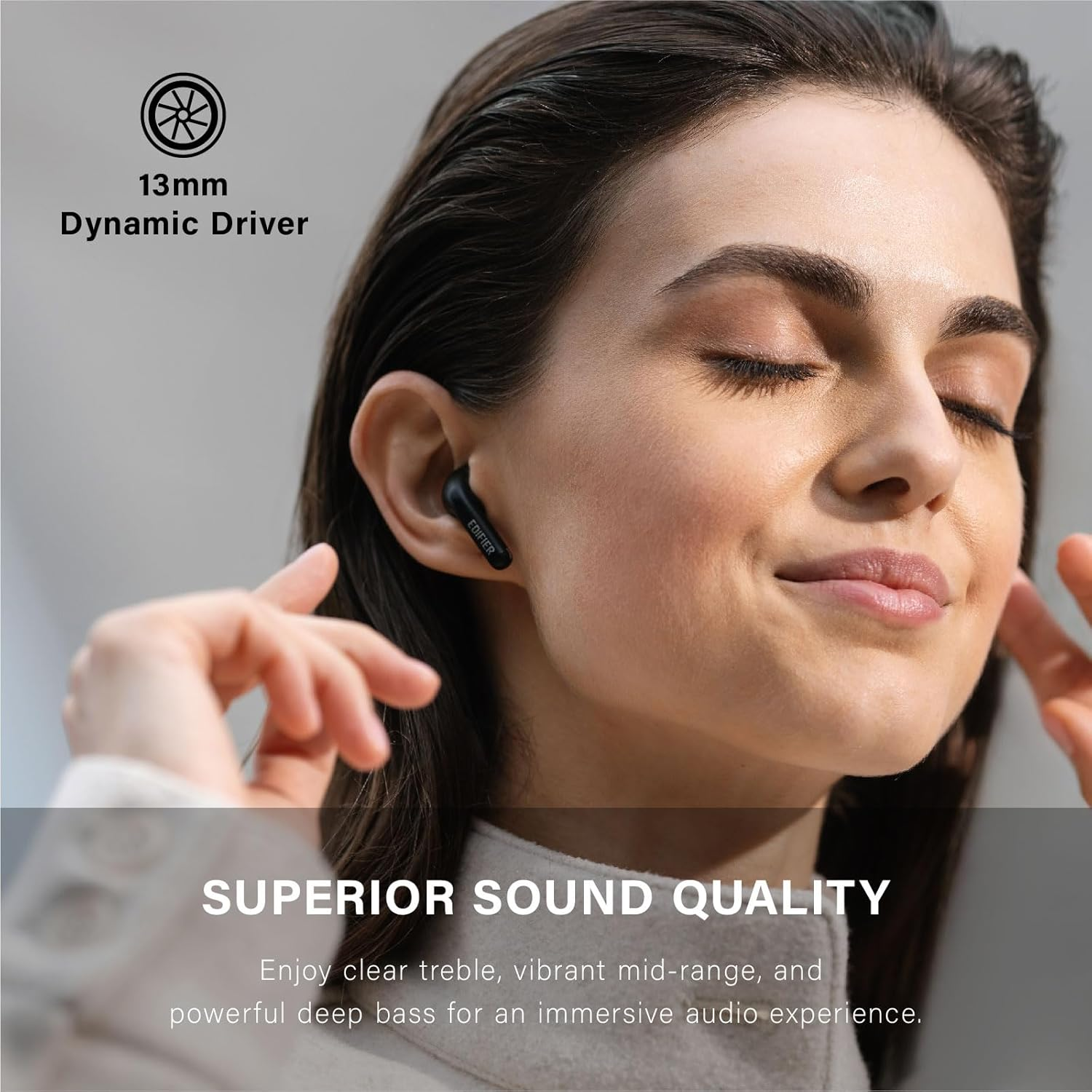 Edifier X2S True Wireless Earbuds, Bluetooth 5.3, 13Mm Dynamic Drivers, Deep Bass, Lightweight, AI Environmental Noise Cancelling, Custom Sound, IP54 Water Dust Resistant, Black image number 4