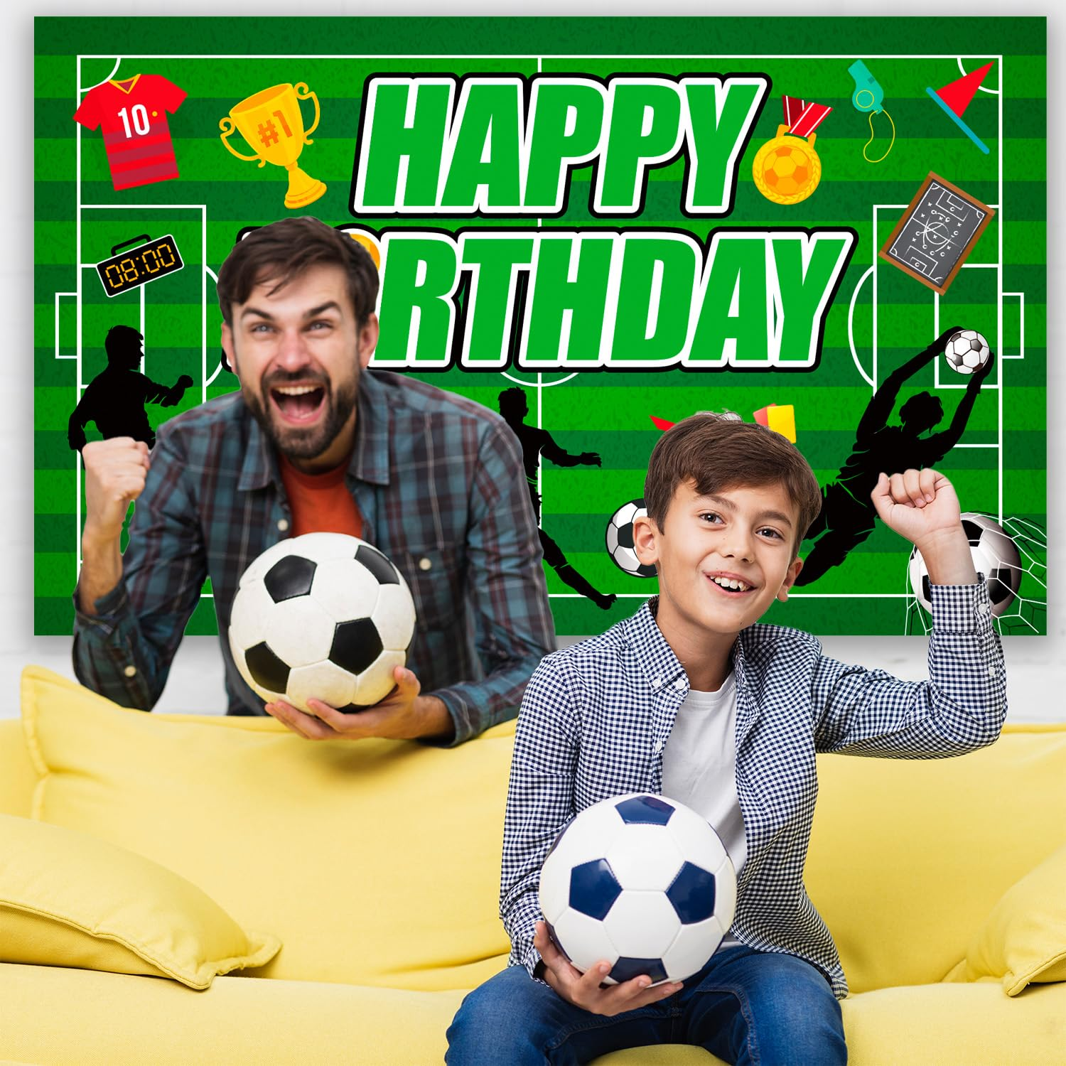 Soccer Backdrop for Birthday Party, 71X43'' Soccerball Birthday Backdrop, Soccer Birthday Banner Background Cloth Soccerball Party Decorations Birthday Decorations image number 6