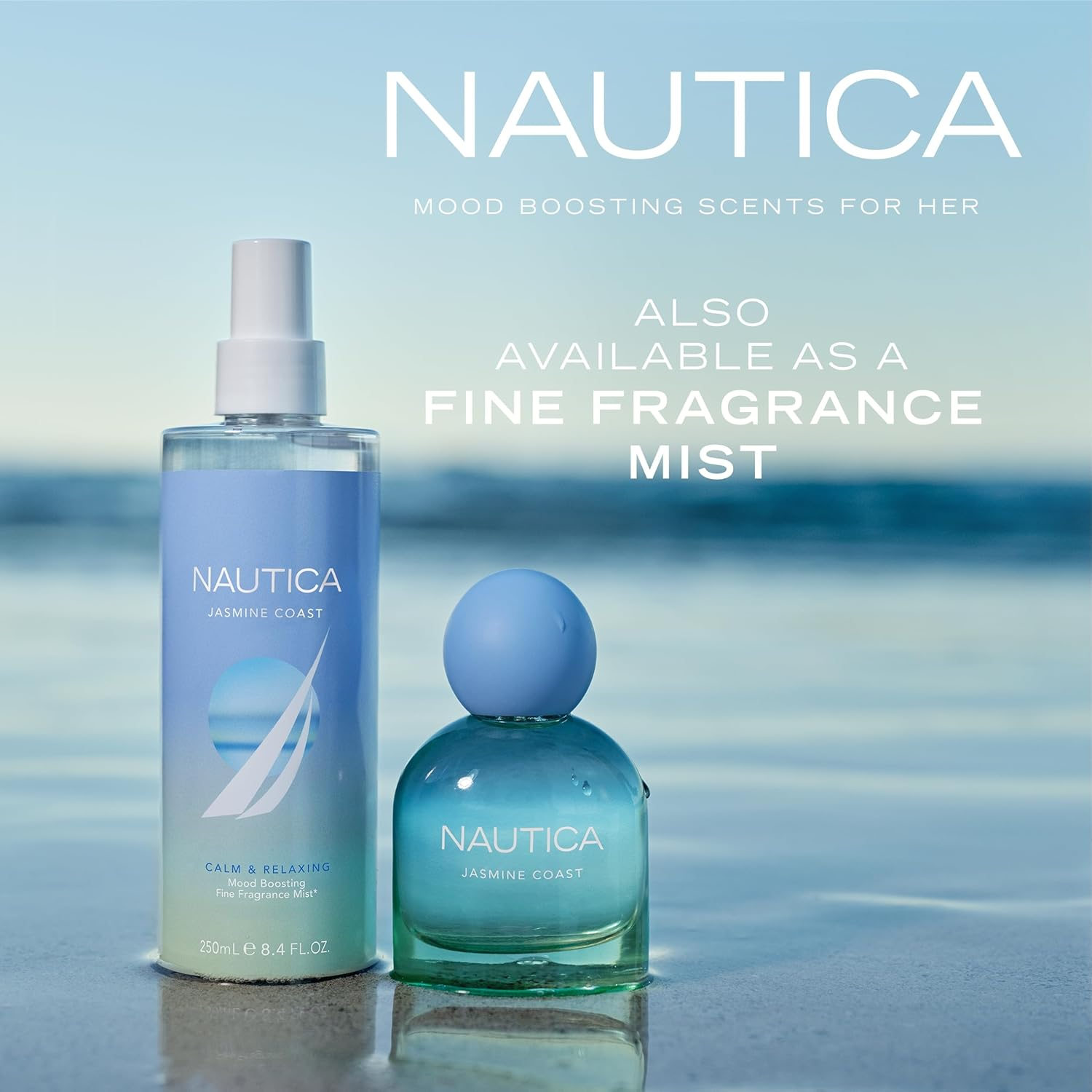 Nautica Jasmine Coast Fragrance Hair and Body Mist for Women, Mood-Boosting Perfume, Calm & Relaxing, Floral-Fruity Fragrance, Vegan Formula, Long Lasting Scent, 8.4Oz image number 5