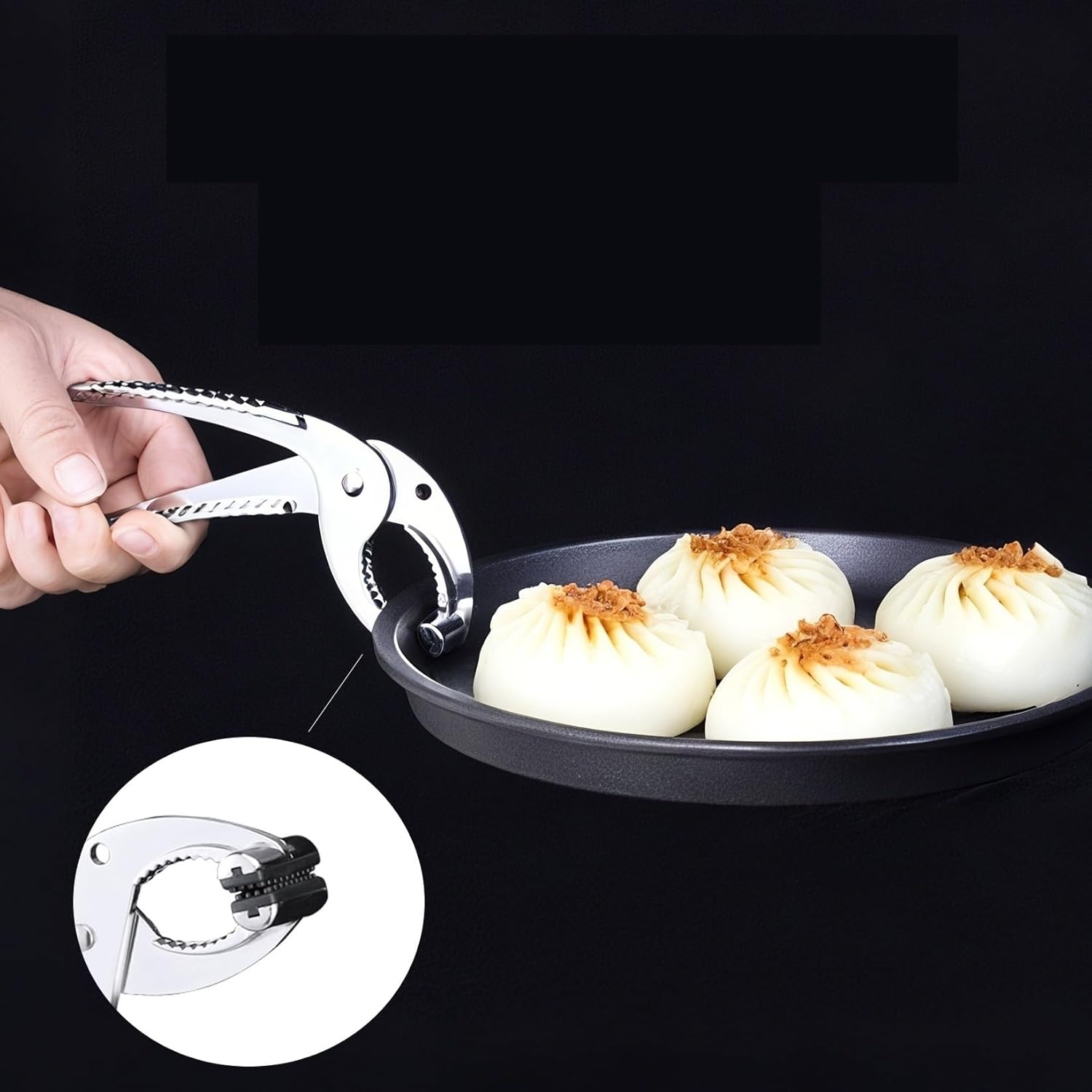 Zinc Alloy Oven Clip Pliers Grip Grabber, Hot Pot Clips Tongs Anti-Scald Gripper Clips Kitchen Tongs for Moving Hot Plate or Bowls, from Hot Pot Plate Baking Tray Pan Dish (Silver, One Size) image number 4