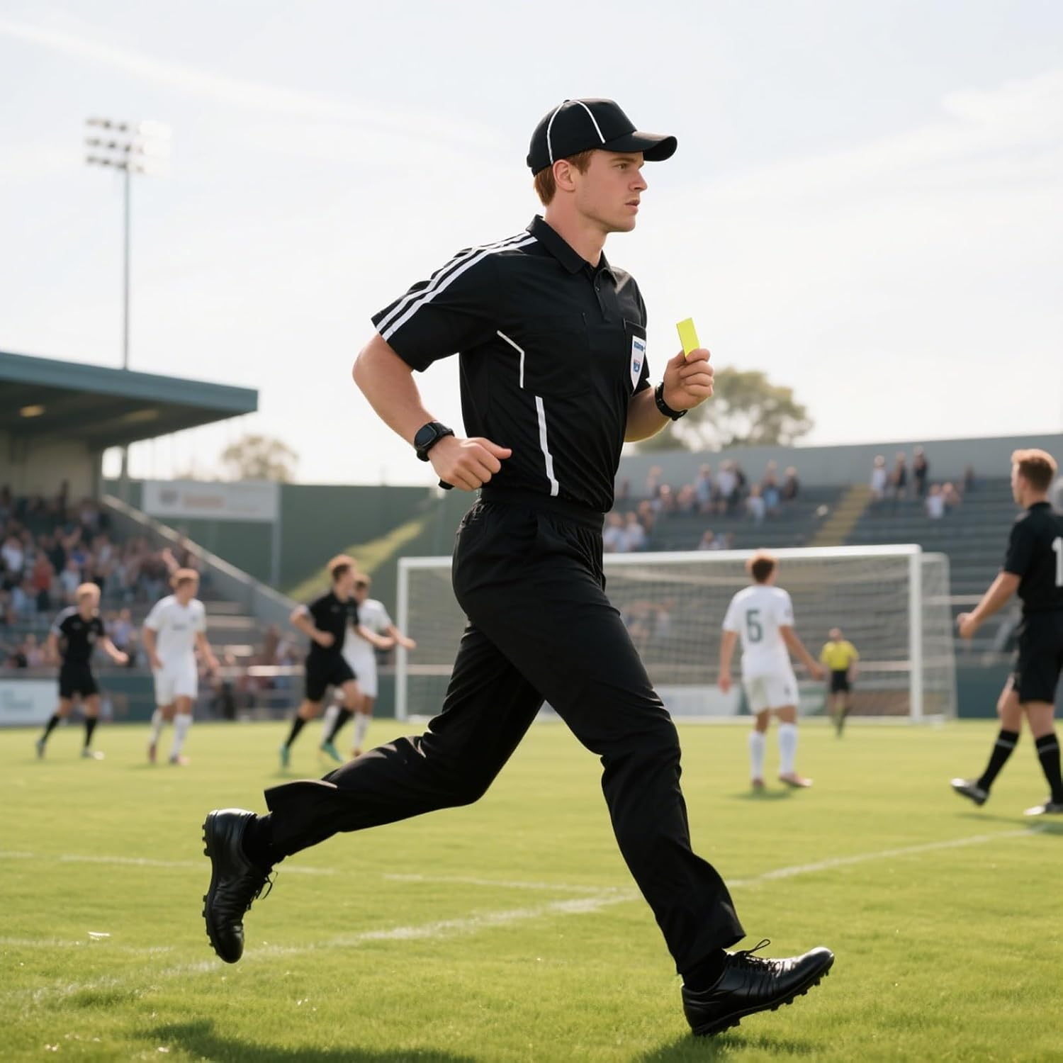 TOPTIE Sporting Goods Official Referee Hat Black with White Stripe, Adjustable Black Ball Cap image number 6