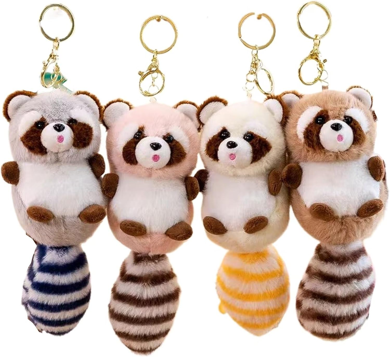 Yienning Plush Keychain,Soft Plush Raccoon Keychain,Animal Pendant Keychain Stuffed Raccoon Hanging Ornament Bag Key Chain