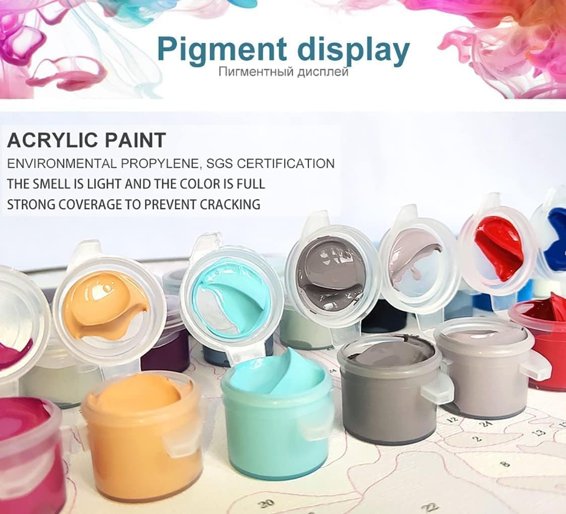 Paint by Number for Adults. Town DIY Acrylic Painting Kit for Adults Beginner &ndash; 16&rdquo; X 20&rdquo;With 3 Brushes and Bright Colors image number 1