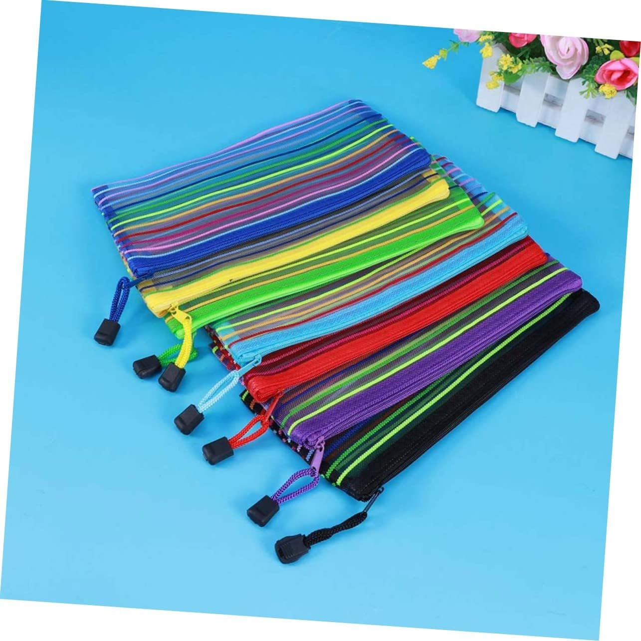 HAPINARY 10Pcs Nylon Zippered File Bags Documents Organizers File Pockets Stationery Organizer Folder for Office School Use Assorted image number 2