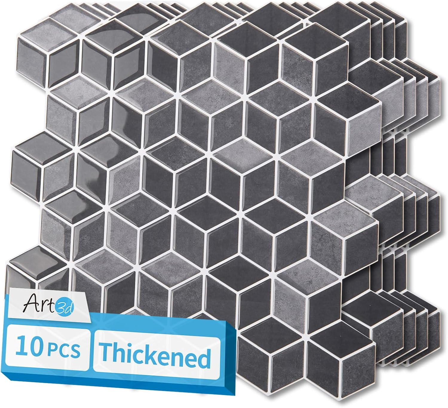 Art3D 10-Sheet Peel and Stick Backsplash Tiles, 30X30 CM Self-Adhesive 3D Wall Tiles for Kitchen, Bathroom, Countertop - Thickened Waterproof Design (Light Brown)