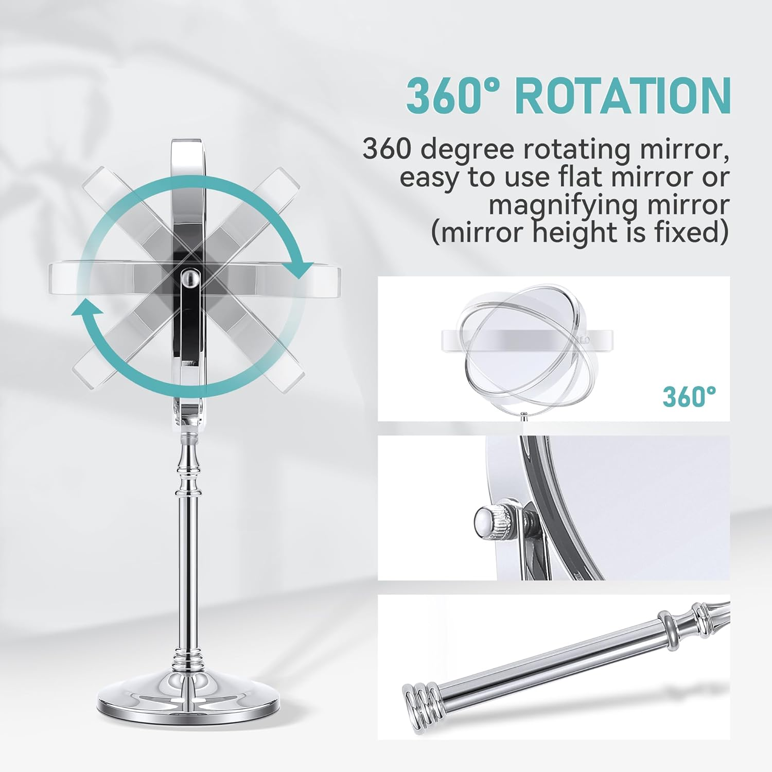 MIYADIVA Magnifying Mirror 20X, Double Sided 1X & 20X Magnifying Mirror on Stand, Large Tabletop Magnified Vanity Mirror, Magnified Mirror with 360&deg;Rotation for Bathroom or Bedroom,8.6 Inches image number 3