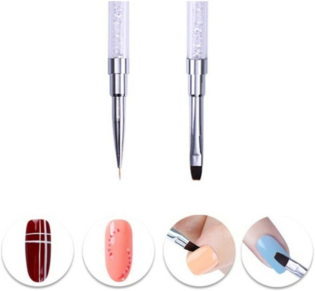 2 Pcs Nail Art Brushes, 2 in 1 Nail Art Painting Pen Brushes, DIY Nail Art Designs Pen Tools for Home and Salon Use, Type A