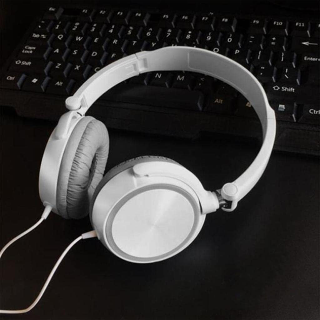 Folding Computer Headset Sound Stereo Adjustable Gaming Calling Earphs Soft Earpads On-Ear Headphs, White image number 6