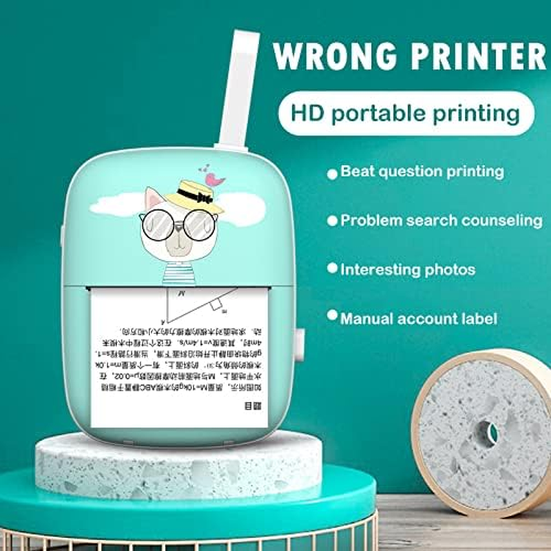 Mini Thermal Printer, Portable Wireless Smart Printer Bluetooth-Compactible Durable Wireless Label Memo Receipt Paper Printer Office Supply for Home/703 (Size : Pink)