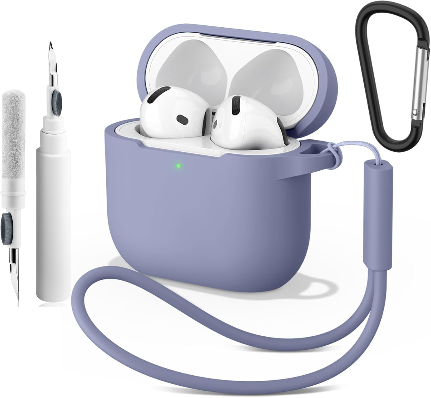 Meliya for Airpods 4 Case Cover, Soft Silicone Protective Case Compatible with Apple Airpods 4Th Generation Case for Women Men, Full Protection Airpod 4 Cover with Cleaner Kit, Keychain