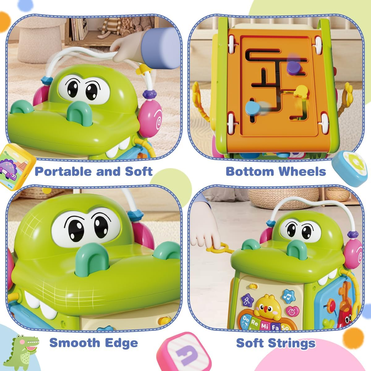 8 in 1 Baby Activity Cube,Montessori Toys for Toddler 1 2 3 Year Old ，Educational Learning Fine Motor Musical Toy for Baby Toddler Kid, First Birthday Toy Boys & Girls Age 2 3 4+ image number 2