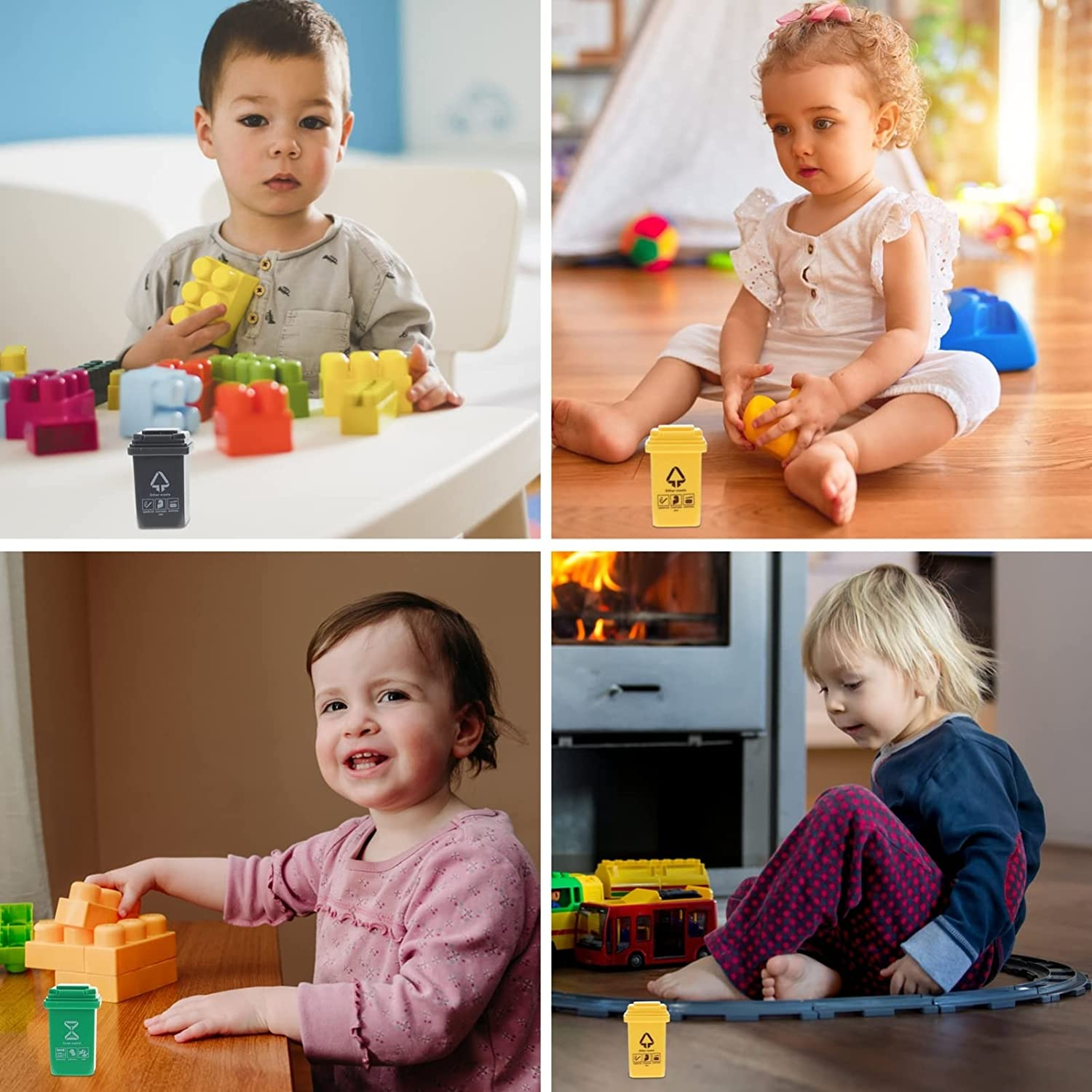 Zerodeko 5 PCS 1/12 Miniature Trash Can, Simualtion Mini Garbage Can Rubbish Bin for Dollhouse Decor DIY Scene Pretend Play Furniture Model image number 4