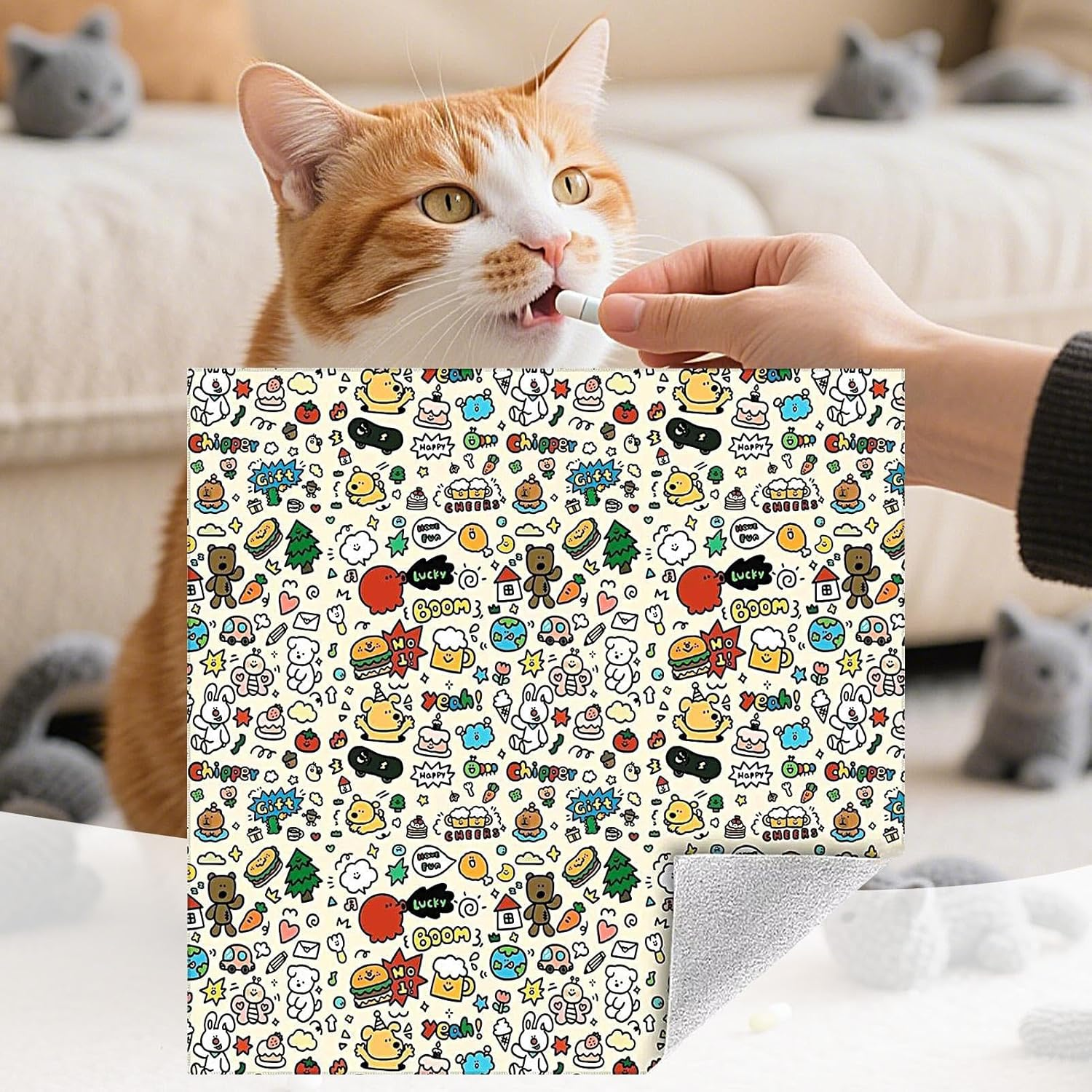 Cat Wrap for Grooming | Kitten Swaddle Wrap Self-Adhesive | Anti-Scratch Calming Blanket Pet Animals Bag for Small Medium Large Breeds Bunny Chinchilla image number 5