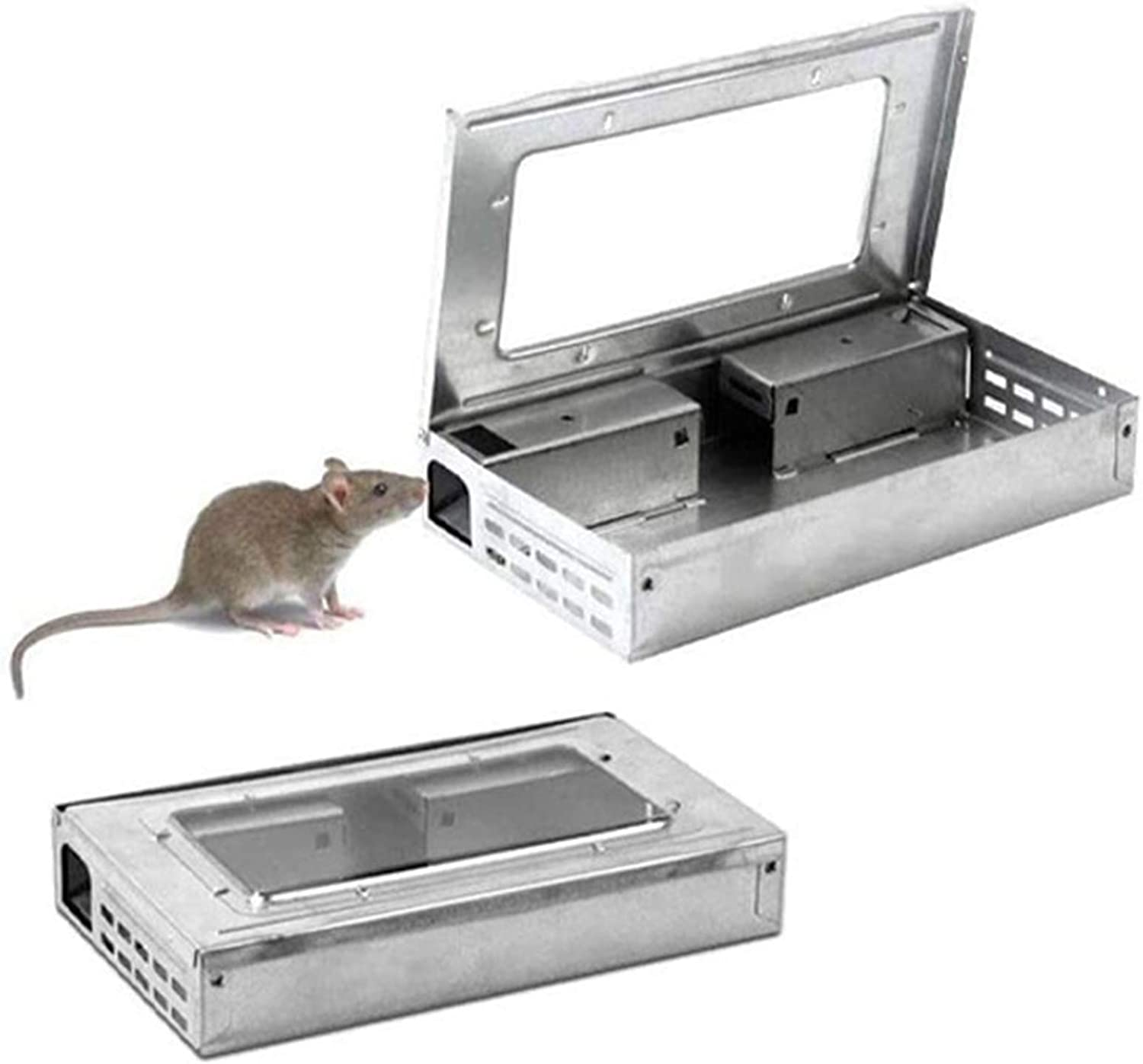 Humane Multi-Catch Live Mouse Trap | No-Kill Safe Design with Clear Top & Durable Metal Construction | Reusable Indoor/Outdoor Rodent Catcher for Home, Garage, Kitchen image number 1