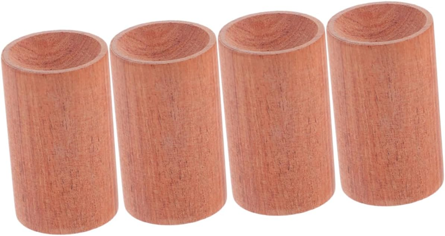 WEKADRIN 4Pcs Mini Cylinder Pedestal Stands Aromatherapy Essential Oil Base round Cylinder Wood Pedestal Display image number 2
