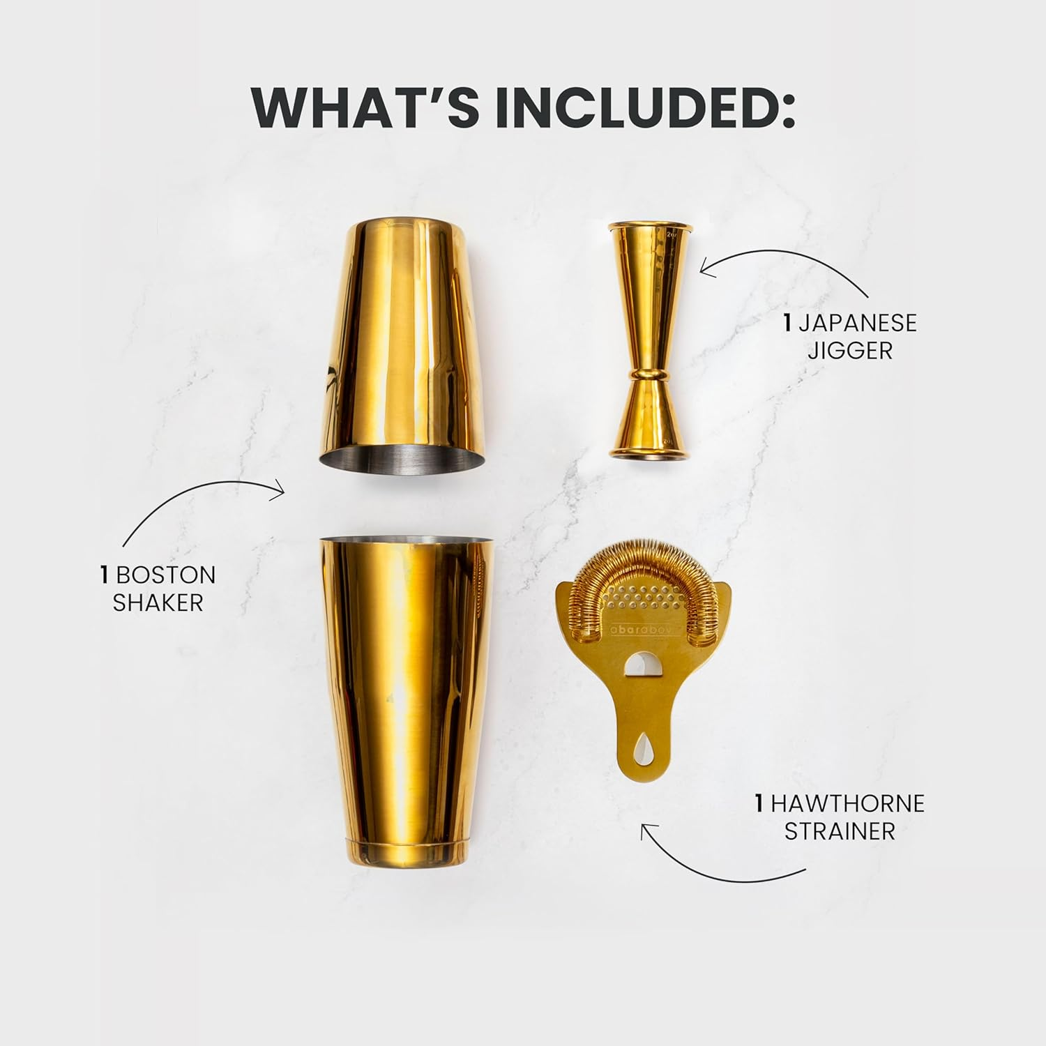 Boston Shaker Set: Professional Two-Piece Stainless Steel Cocktail Shaker Set with Hawthorne Strainer and Japanese Jigger image number 5