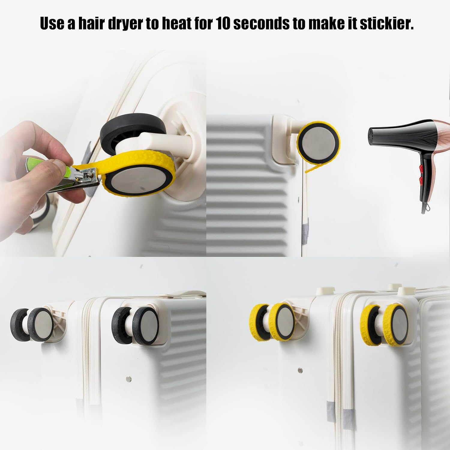 Sfrvkly 8 Pack Luggage Wheel Covers,Adhesive Silicone Silent Luggage Wheel Suitcase Wheel Covers Protector Covers Cover for Carry-On Luggage 2-3 Inches - Blue image number 6