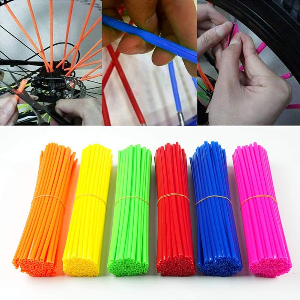 Teensery 72 Pcs Motorcycle Spoke Skins Wraps Colorful Bicycle Spoke Cover Coat Pipe Protector Bike Wheel Decoration, Assorted Color