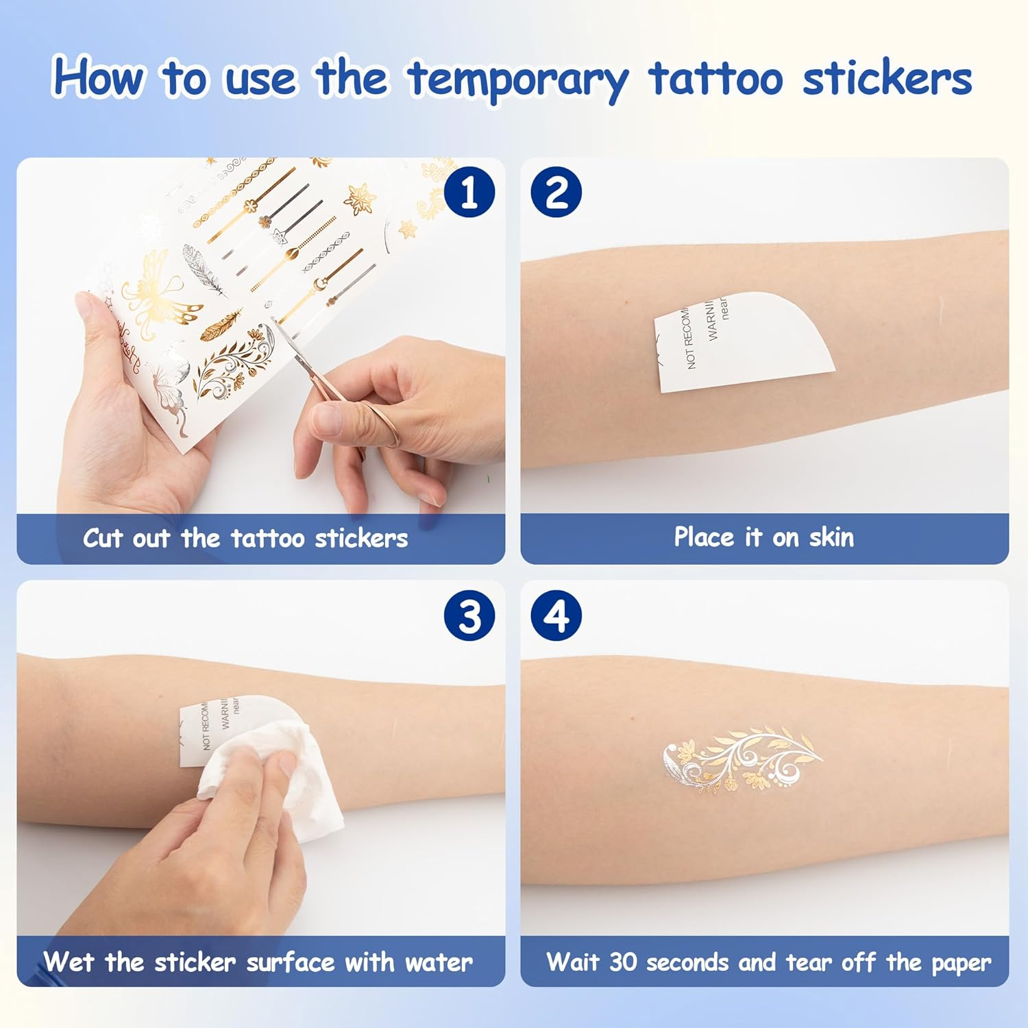 YUNAI Temporary Tattoos Markers for Skin, Tattoo Pen Kit with 10 Body Tattoos Pens 5 Tattoo Stencils 2 Tattoos Stickers for Adults, Fine Tip, Assorted Bright Colors image number 3