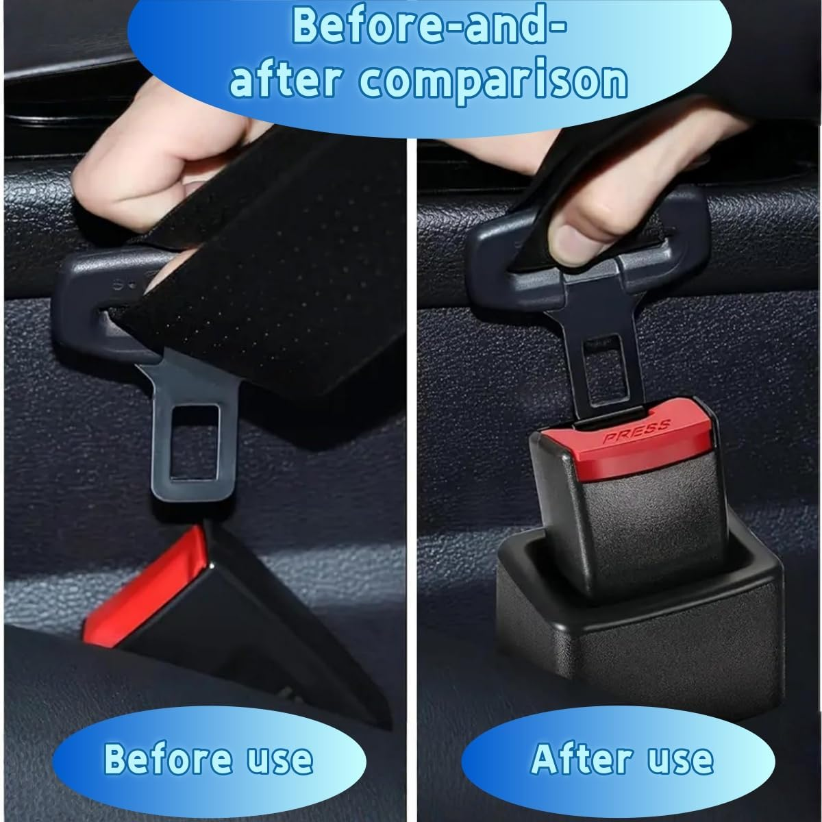 2 Pcs Seat Belt Bucklers, Silicone Seat Belt Extenders, Easily Accessible Car Boosters, Suitable for Most Vehicle Models (Black) image number 2