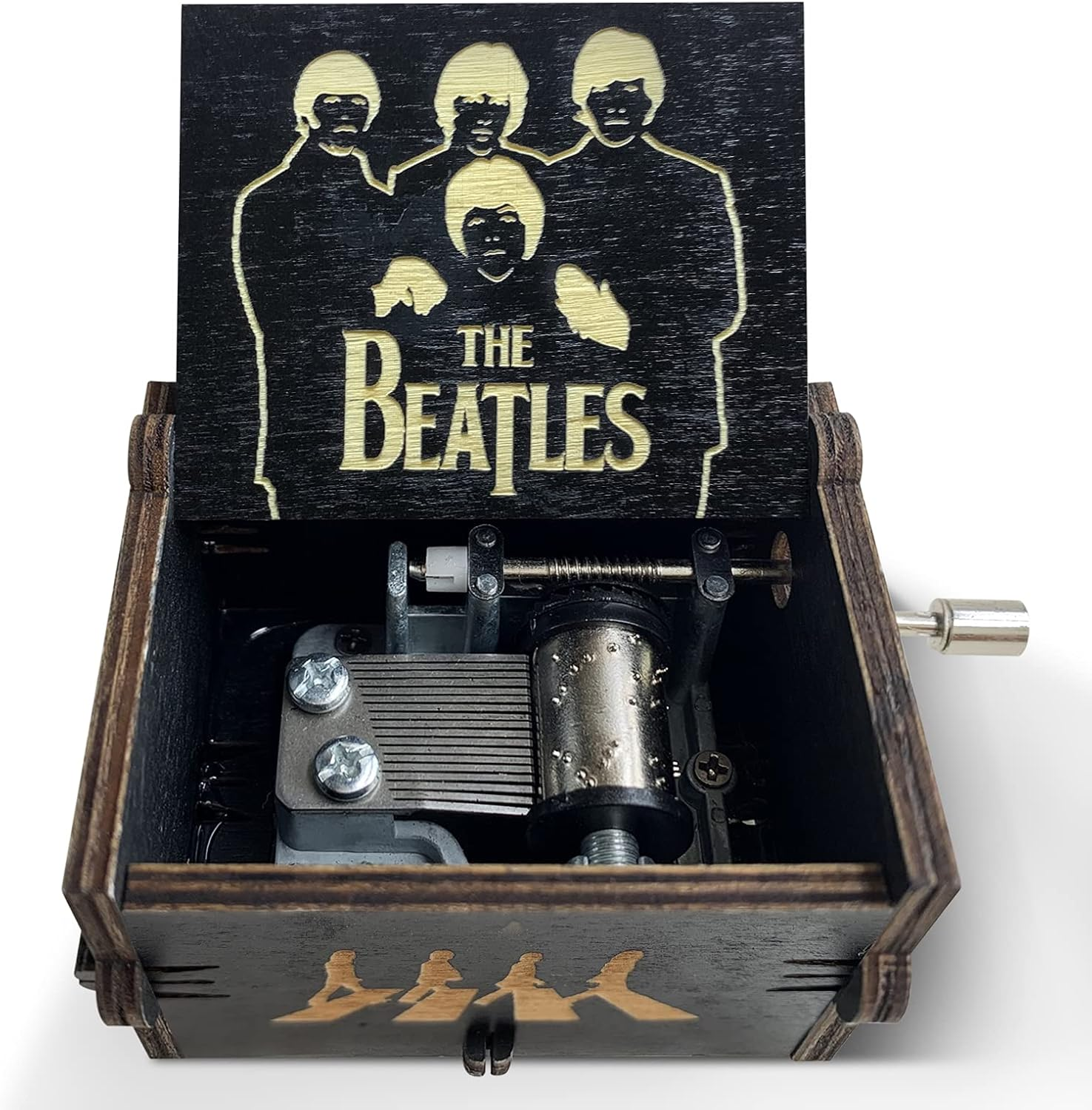 Veratwo the Beatles Gifts-Hand Crank Engraved Vintage Wooden Music Box,The Beatles Fans Favorite Collection Friends and Family Birthday/Christmas/Valentine'S Day