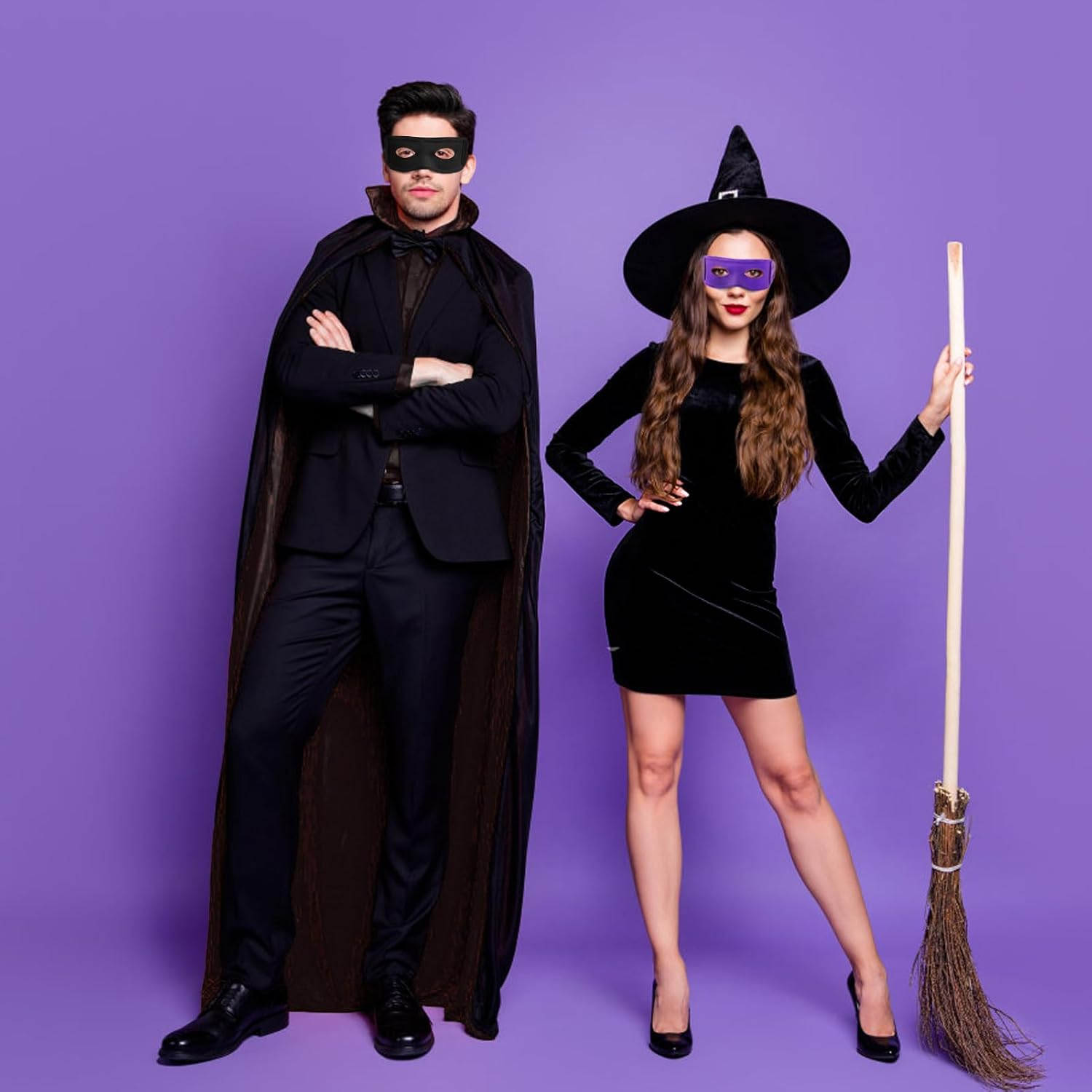 5PCS Halloween Eye Mask Bandit Hero Masquerade Black Mask Headband Costume Accessories Party Cosplay image number 1