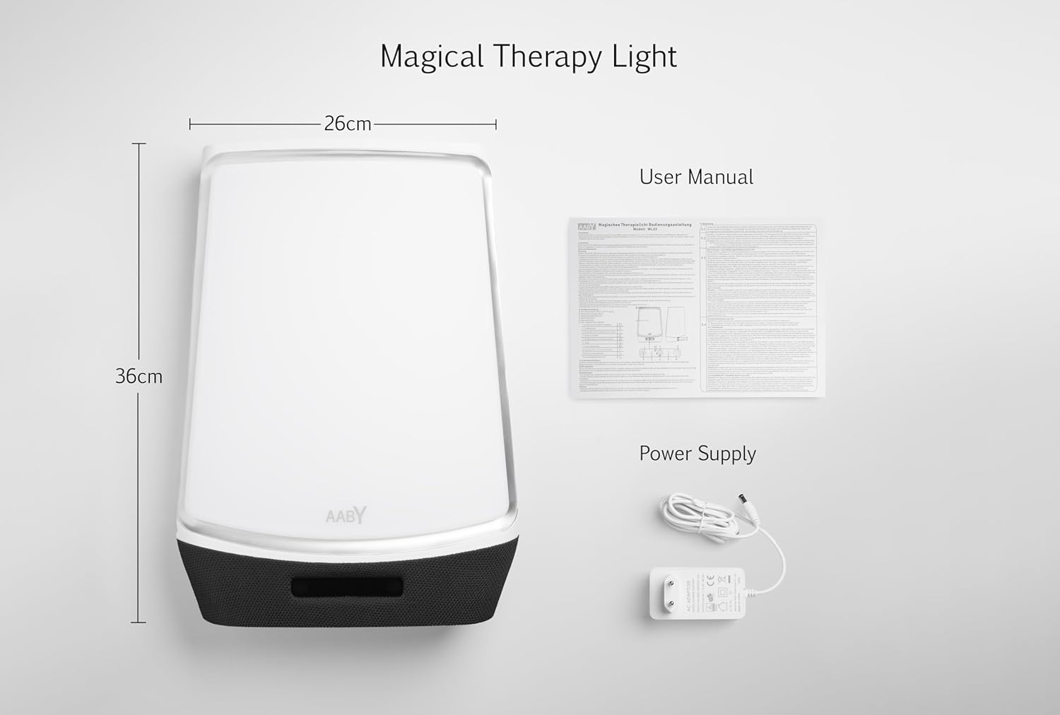 AABY WL23 Magic Therapy Light 10000 LUX White Bright LED UV Free LCD Touch Screen Red Sleep Aid Built-In Music Bluetooth Color Frame Mood Brightener Black image number 2