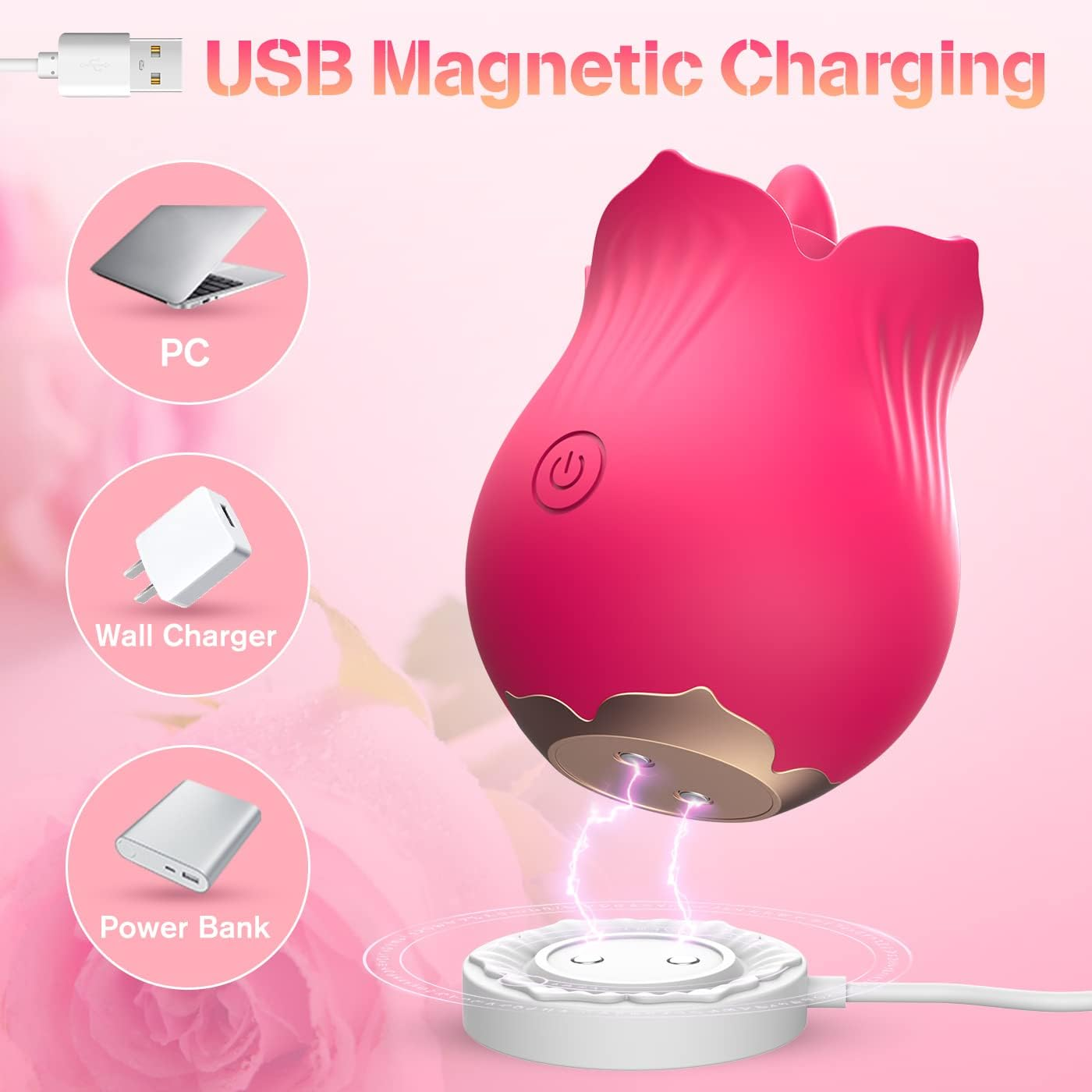 Rose Toys Vibrator for Women, Tongue Licking Clitoral Vibrator with 9 Stimulating Modes, Swing Tongue Nipple Clitoris Sexual Stimulator for Women Pleasure, Licker Adults Toys