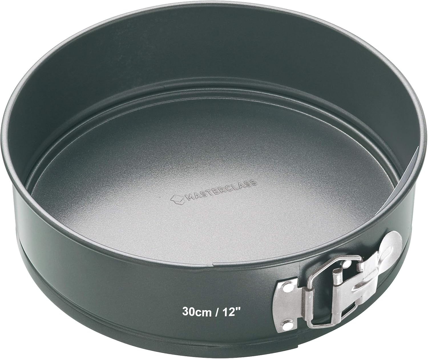 Masterclass KCMCHB45 30 Cm Springform Cake Tin with Loose Base and PFOA Non Stick, Robust 1 Mm Carbon Steel, 12 Inch Extra Large round Pan, Grey - 30 Cm