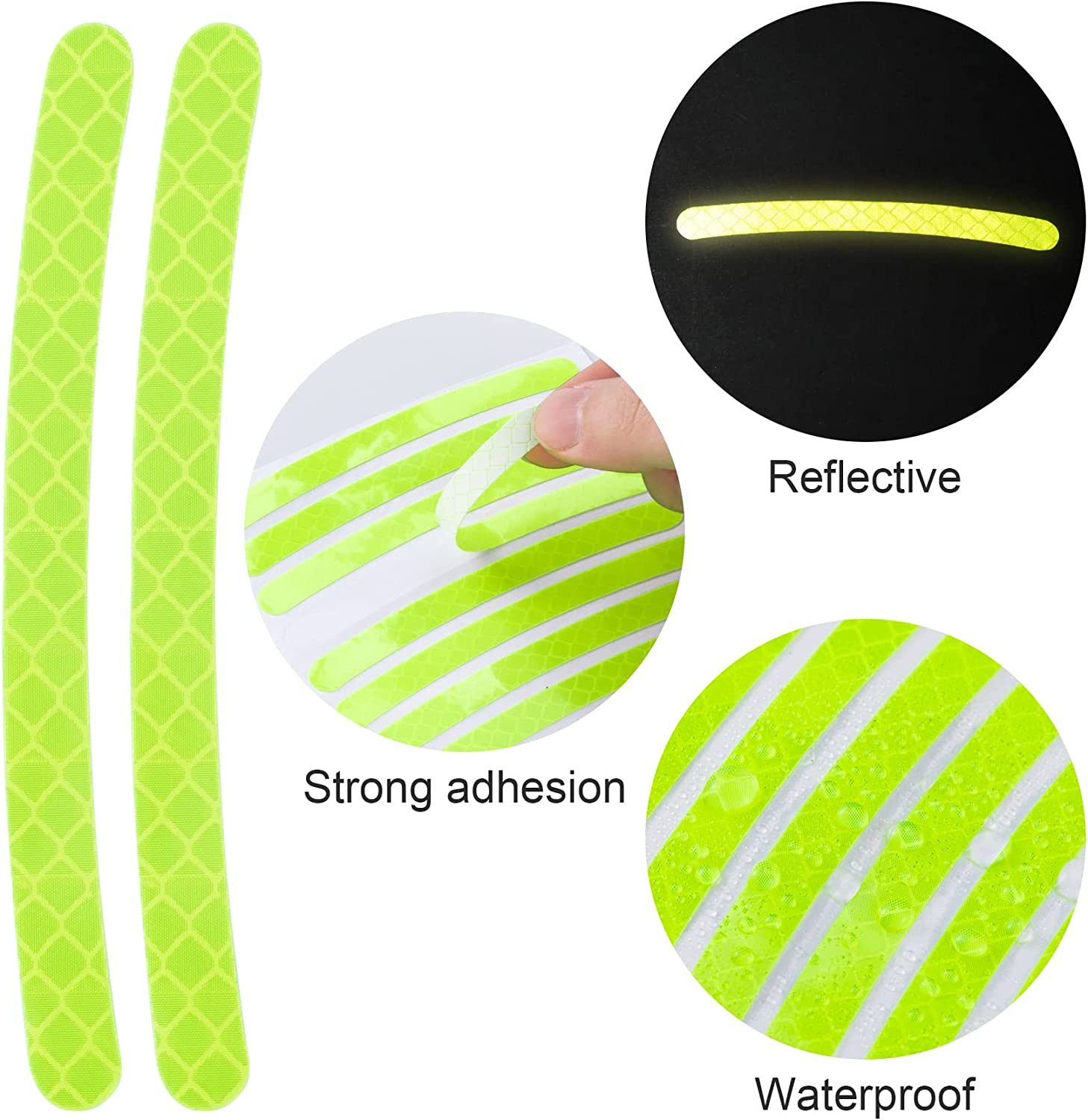 OIIKI 80PCS Reflective Car Wheel Rim Stickers, Wheel Adhesive Strips Stickers, Fluorescent Reflective Exterior Accessories Decorative Decals Tape for Car, Motocycle, Bicycle-Green, White, Blue, Red image number 3