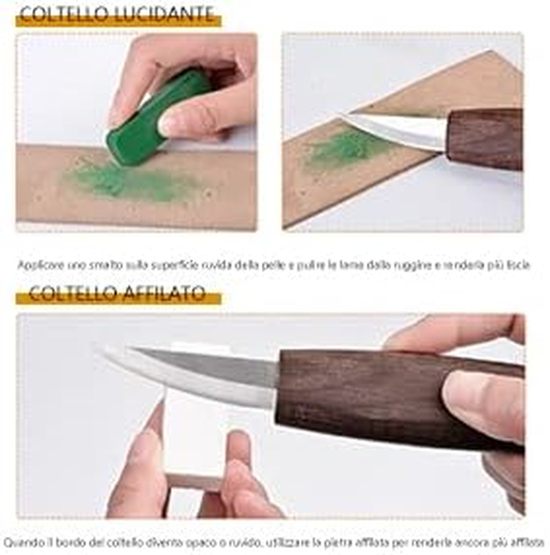 Wood Carving Tools Set, 10Pcs Beginners Wood Carving Kit with Carving Hook Knife, Wood Whittling Knife, Chip Carving Knife, Gloves for Spoon Bowl or General Woodwork for Woodworking image number 6