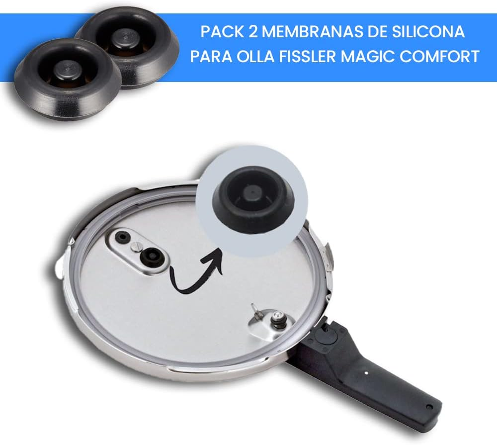 Anakel Home Valve Diaphragm Compatible with Fissler Blue Point, Fissler Vitaquick and Comfort Pots, Manufactured up to 2010, Pack of 2, Adaptable, Black image number 4