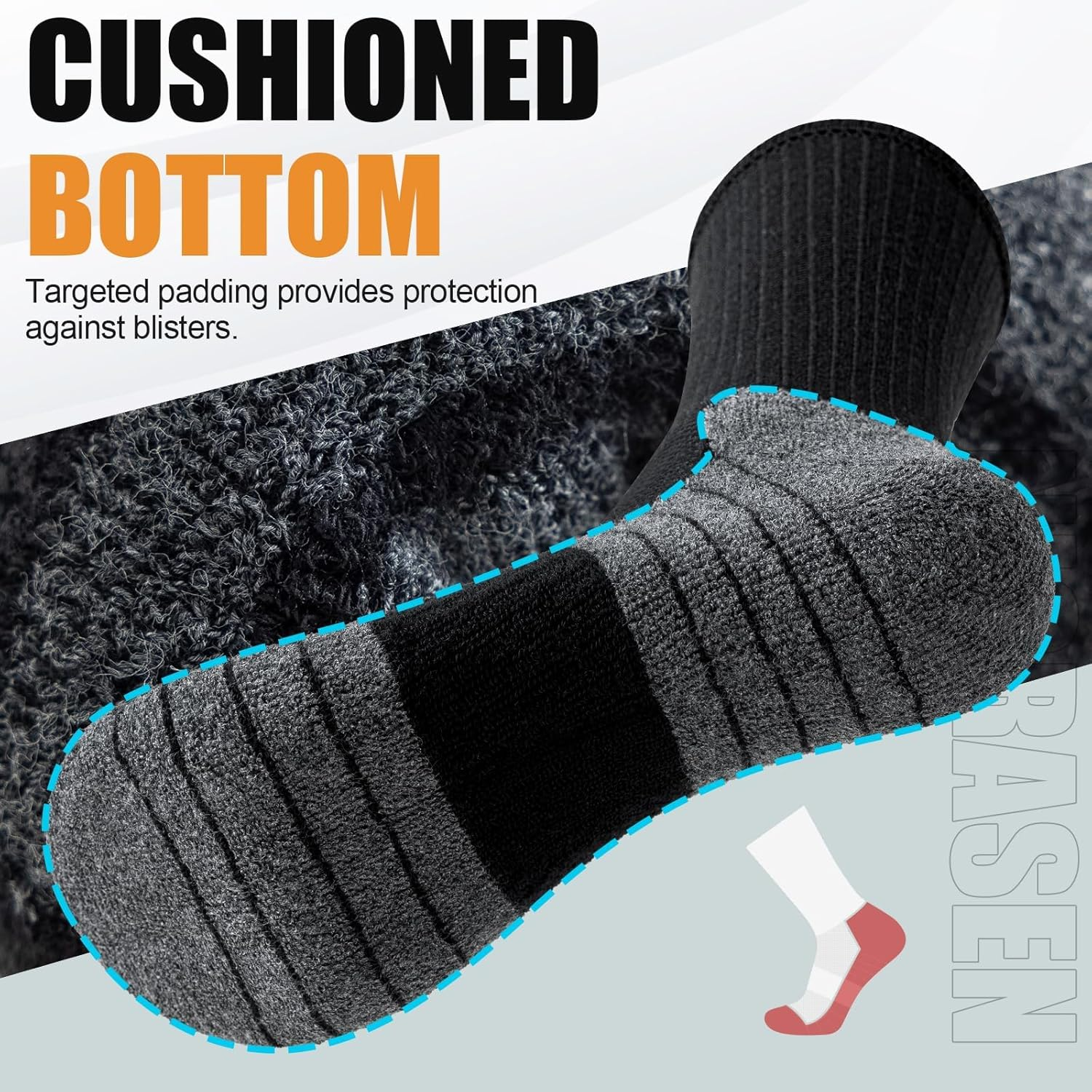 (6 Pairs) Athletic Gym Crew Socks, Cushioned Sports Calf Socks Breathable Cotton Running Hiking Socks for Men Wome image number 6