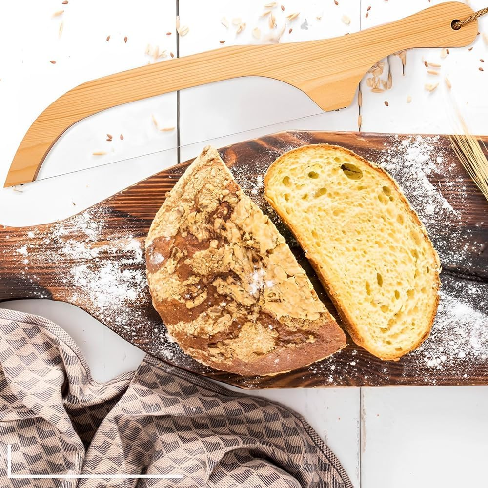 Wooden Bread Knife, 15.7 Inch Bread Cutter Slicer for Homemade Sourdough Bread image number 1
