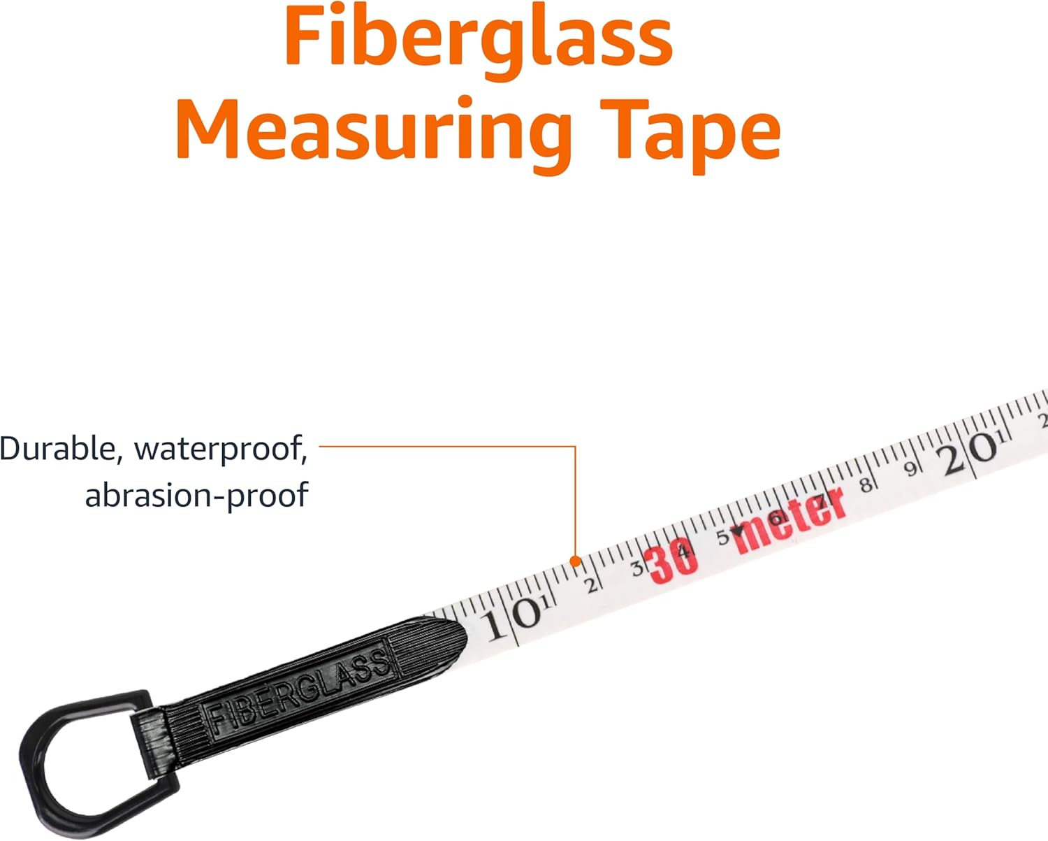 Amazon Basics Open Reel Fiberglass Tape Measure, 100-Feet (30-Meters) by 1.27 CM, Inch/Metric Scale, Impact Resistant Shell, Orange image number 4