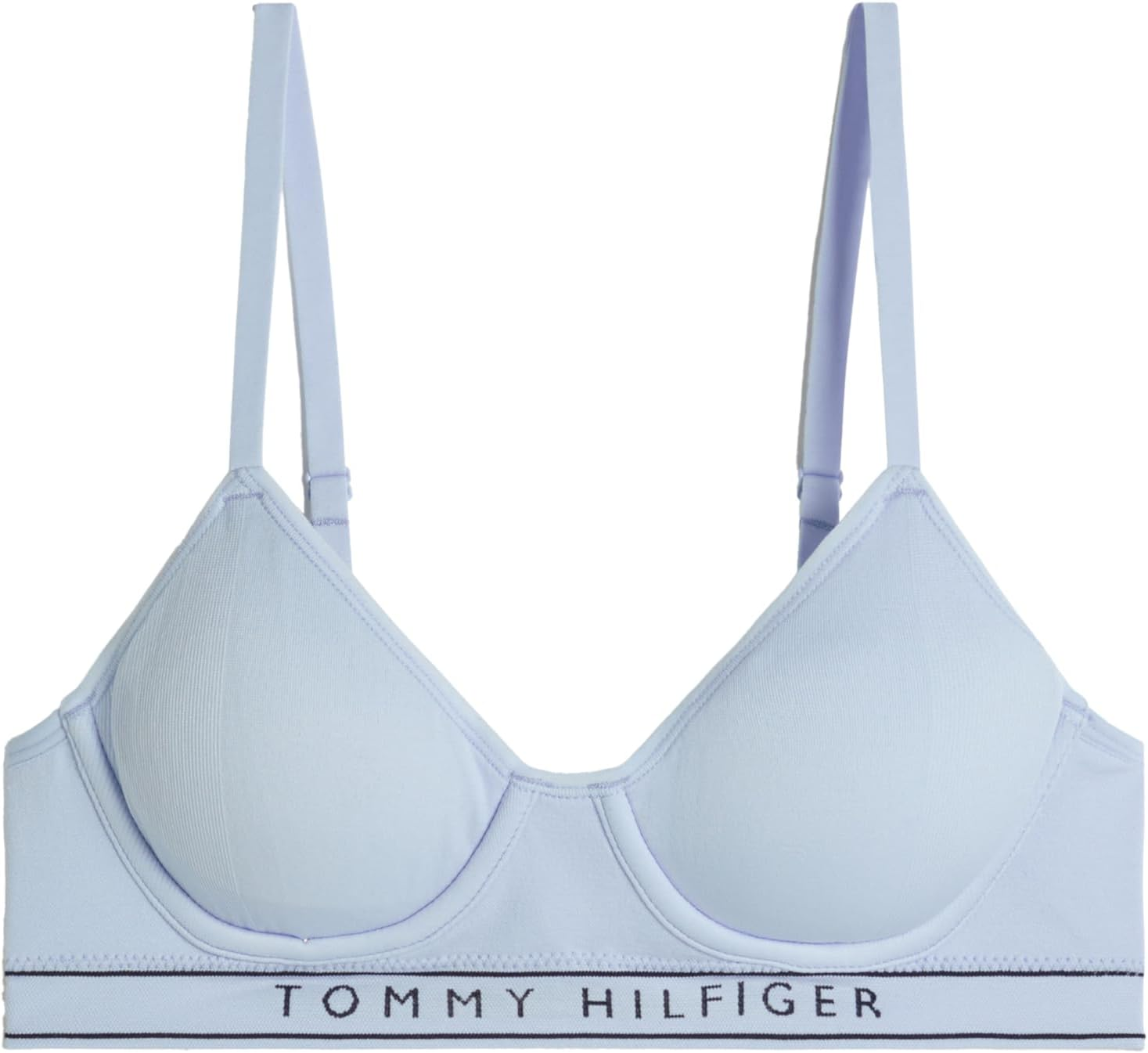 Tommy Hilfiger Women'S Seamless Seamless Contrast Iconic Logo Band Unlined Underwire Bra, Sweet Blue, 12 C image number 1