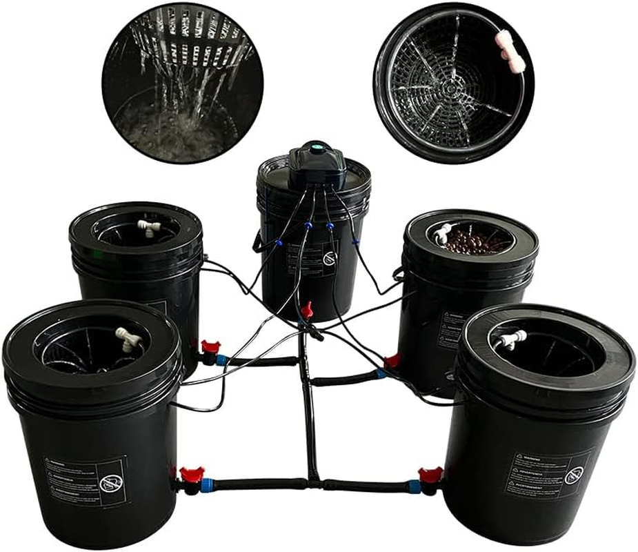 GROZY Hydroponic DWC & Drip Recirculating Growing System 4 Plant Buckets Complete Kit image number 6