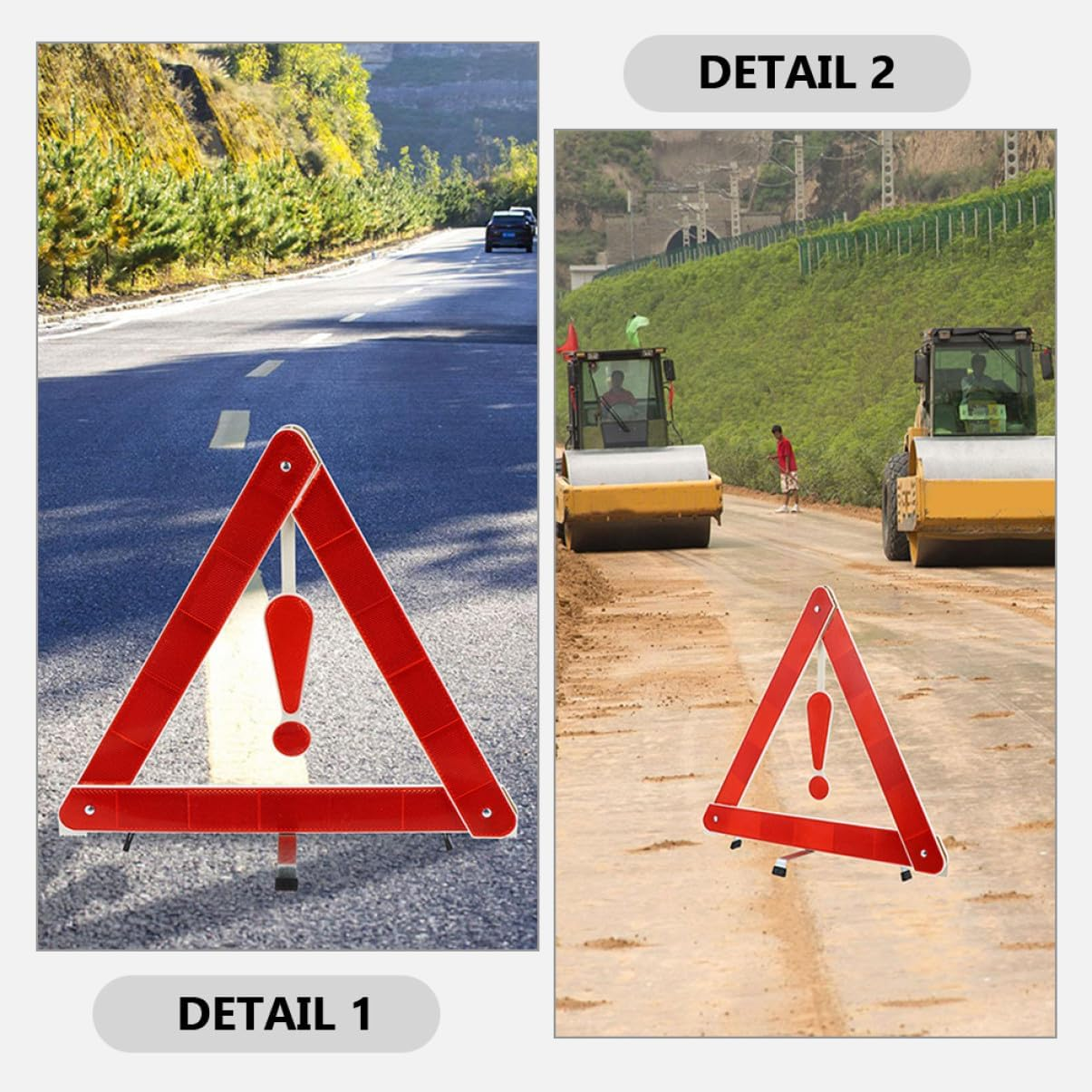 3Pcs Foldable Emergency Triangle Safety Signs for Vehicles with Non-Skid Base Reflective High Brightness Warning Triangles for Roadside Visibility and Breakdown Emergency Use image number 3