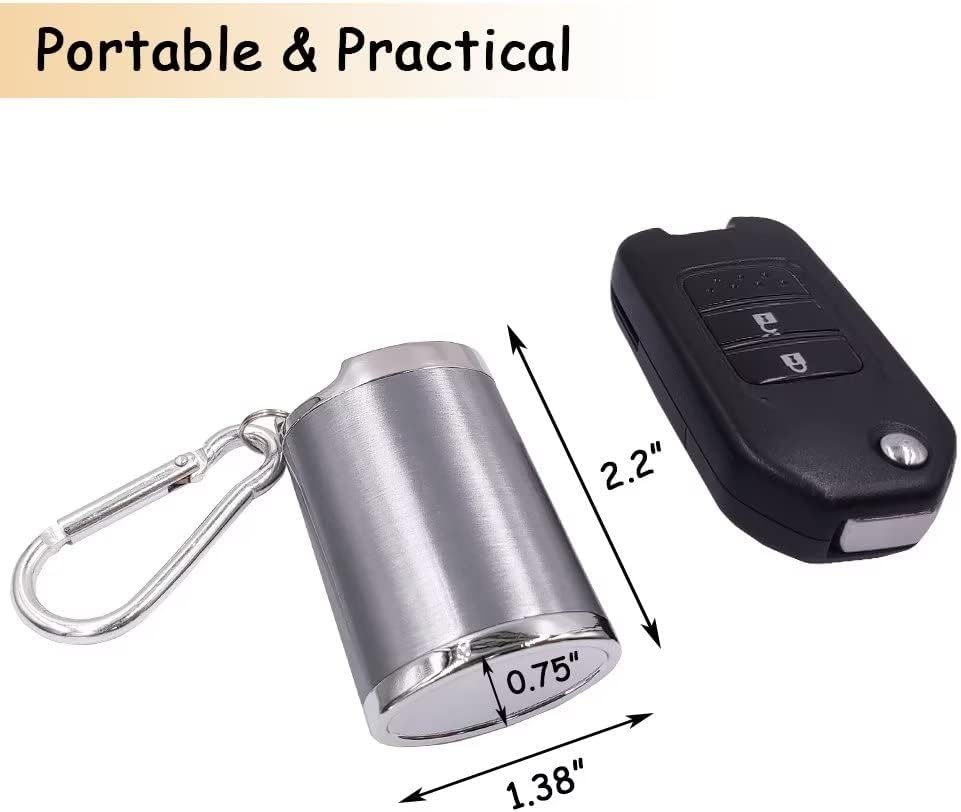 Hourwof Metal Portable Ashtray with Lid,Outdoor Pocket Ashtray for Cigarettes,Travel Ash Trays with Keychain,Oval Silver - Green image number 5