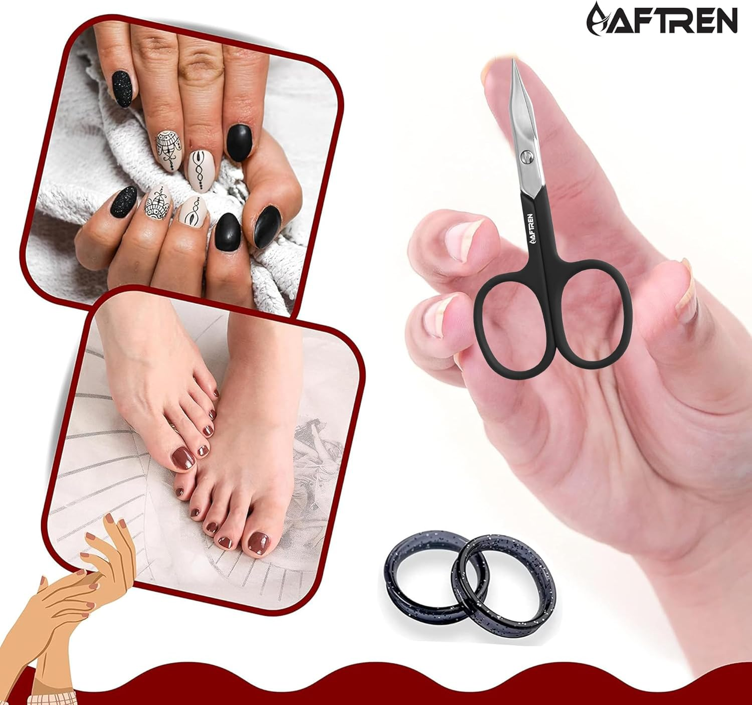 4" Curved Nail Scissors Cuticle Scissors Nail Toenails Brand Quality Extra Fine Sharp for Men and Women Black image number 1