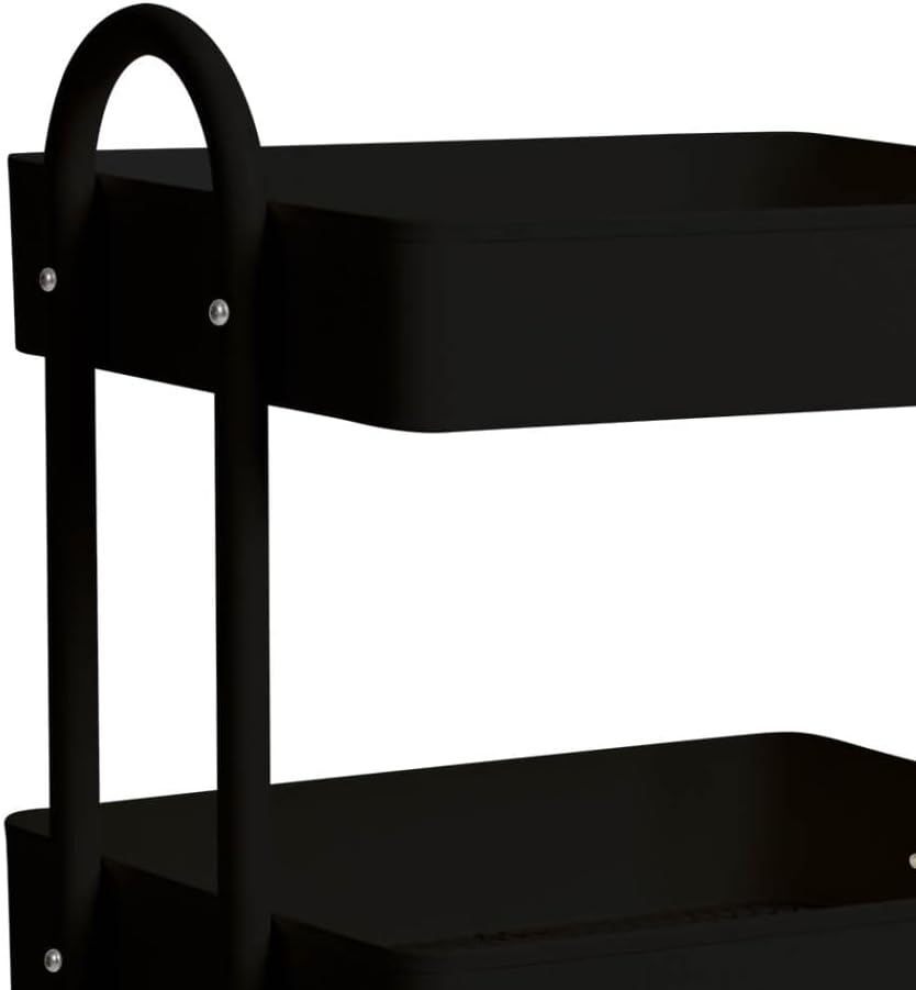 Levede 4 Tiers Kitchen Trolley Cart Steel Storage Rack Shelf Organiser Black, Metal Utility Cart, 4-Tier Kitchen Trolley with 4 Wheels, Rolling Storage Cart Trolley for Kitchen Storage & Organisation image number 4